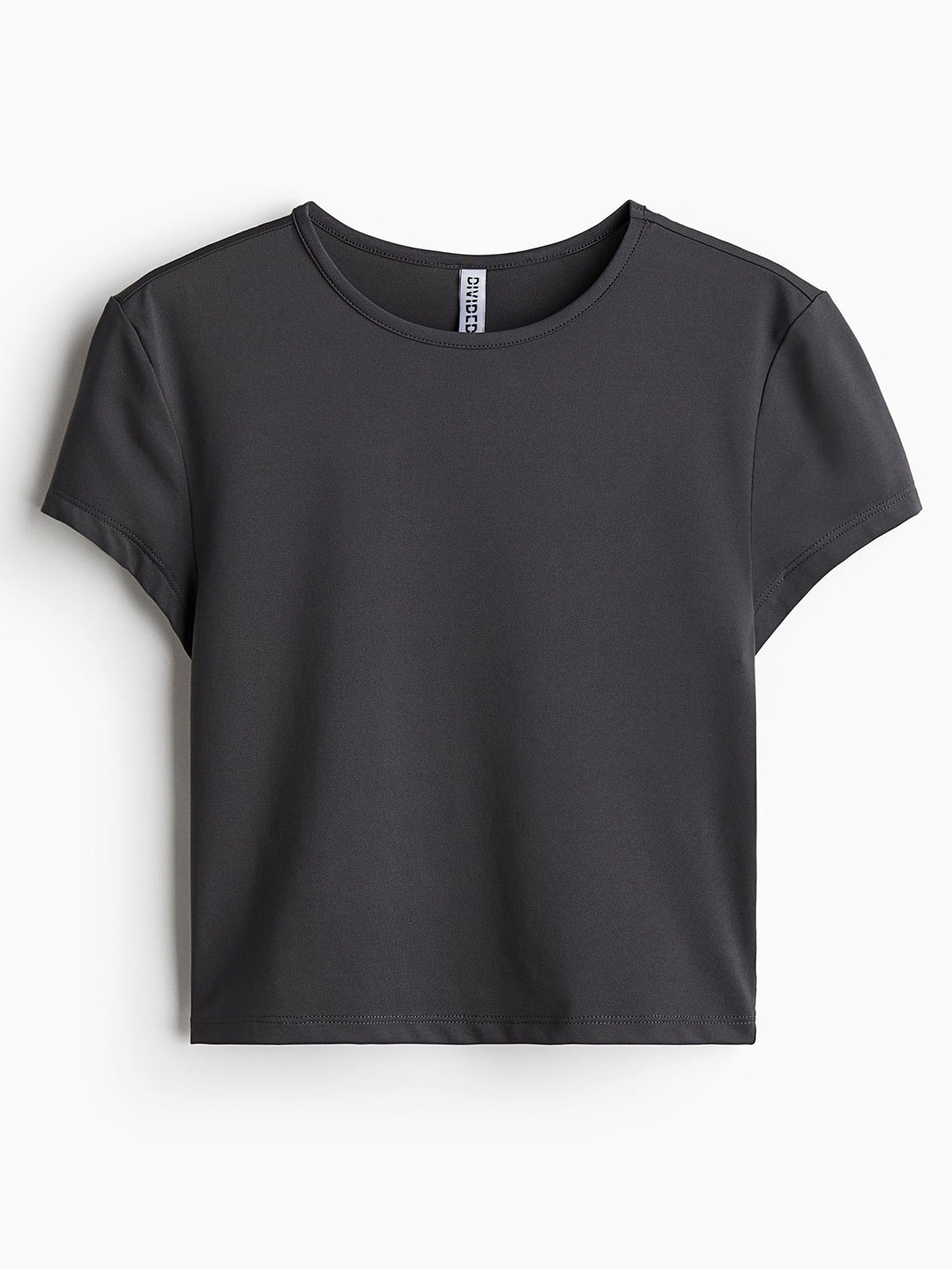 

H&M Women Short Sleeve Fitted T-Shirt, Grey