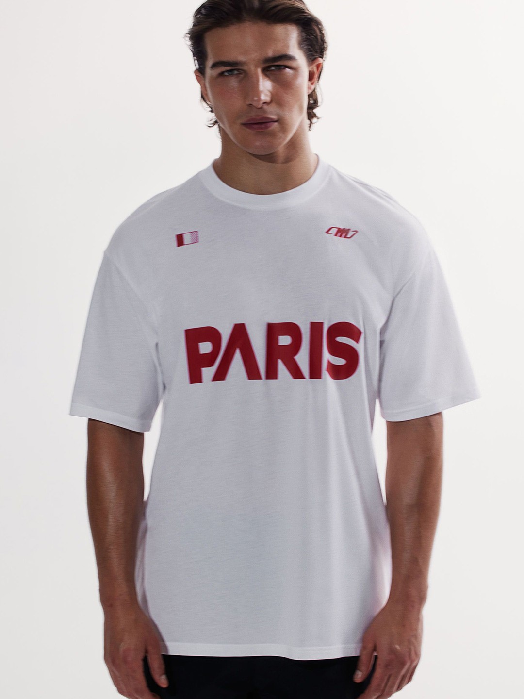 

H&M Printed DryMove Loose Fit Sports T-shirt With Cotton Feel, White