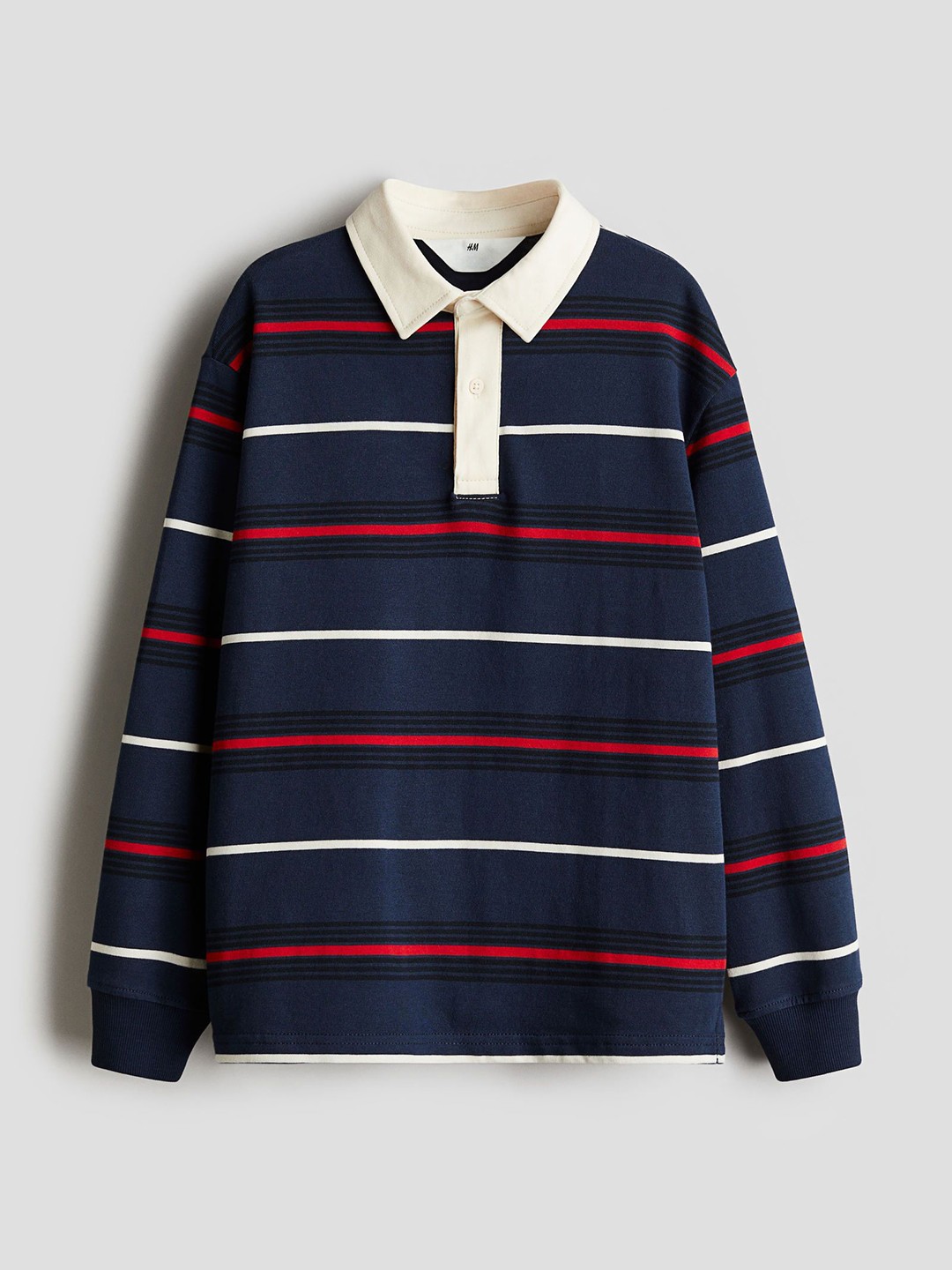 

H&M Boys Cotton Jersey Rugby Shirt, Blue