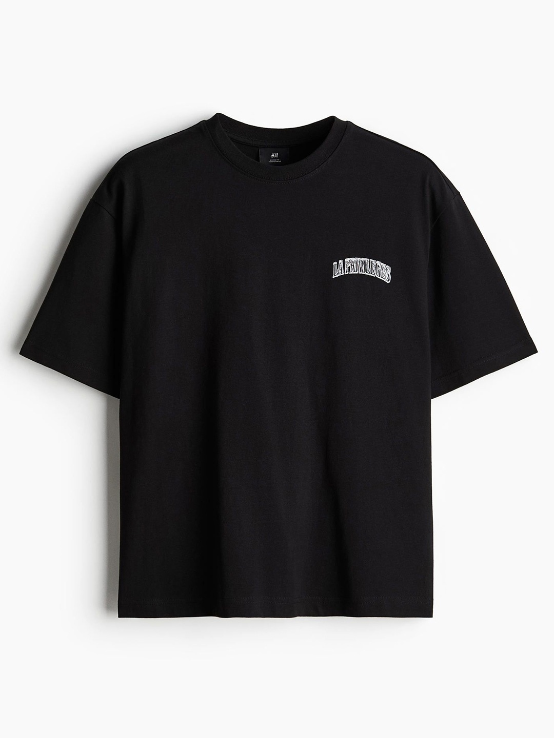 

H&M Pure Cotton Loose Fit Printed T-Shirt, Black