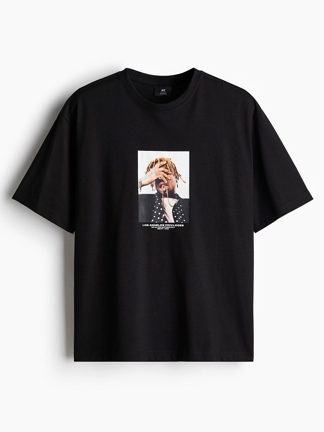 

H&M Loose Fit Printed T-Shirt, Black