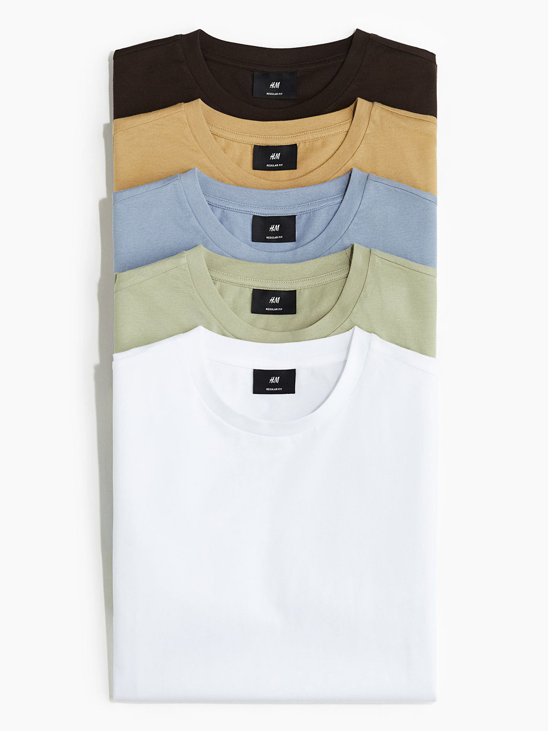 

H&M Pack Of 5 Regular Fit T-shirts, White