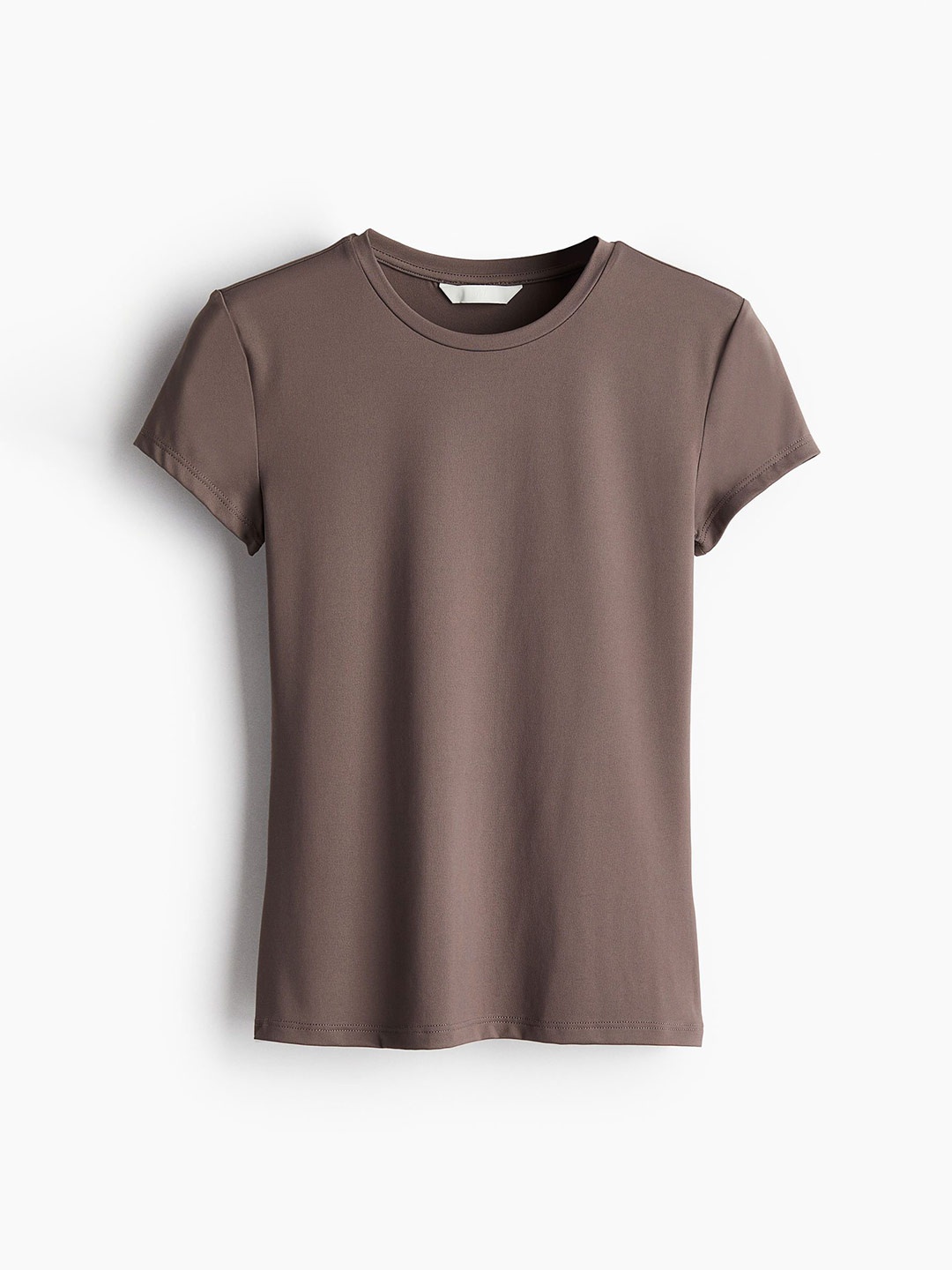 

H&M Women Fitted Microfibre T-Shirt, Beige