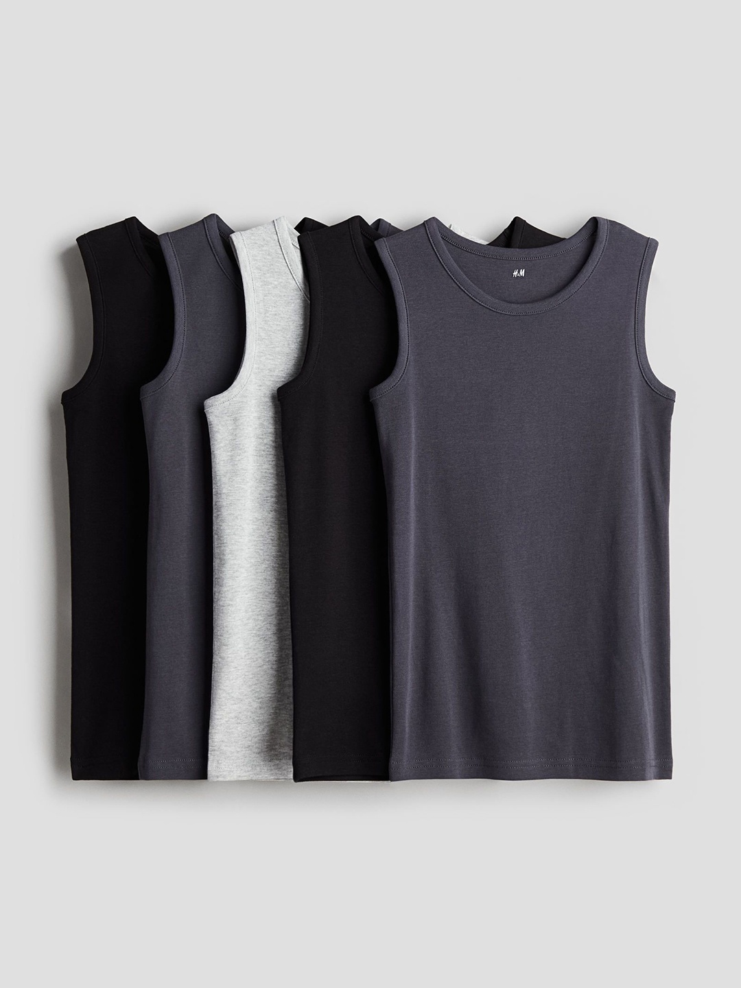 

H&M Boys Pack Of 5 Cotton Vest Tops, Grey