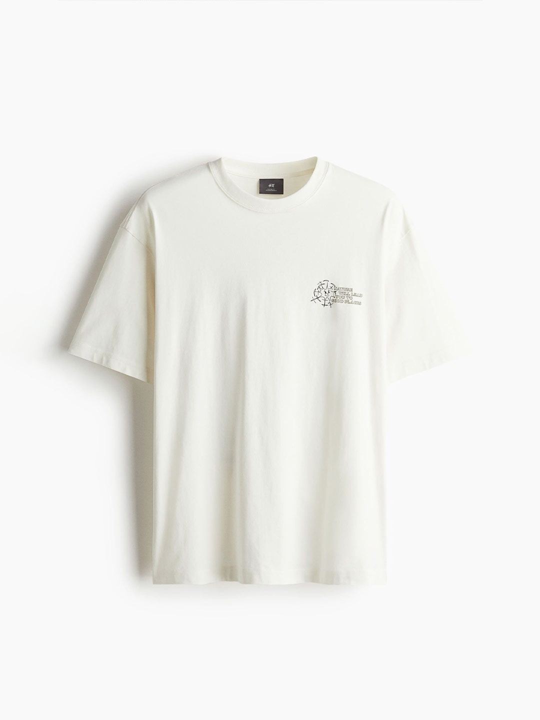 

H&M Men Loose Fit Printed T-shirt, White