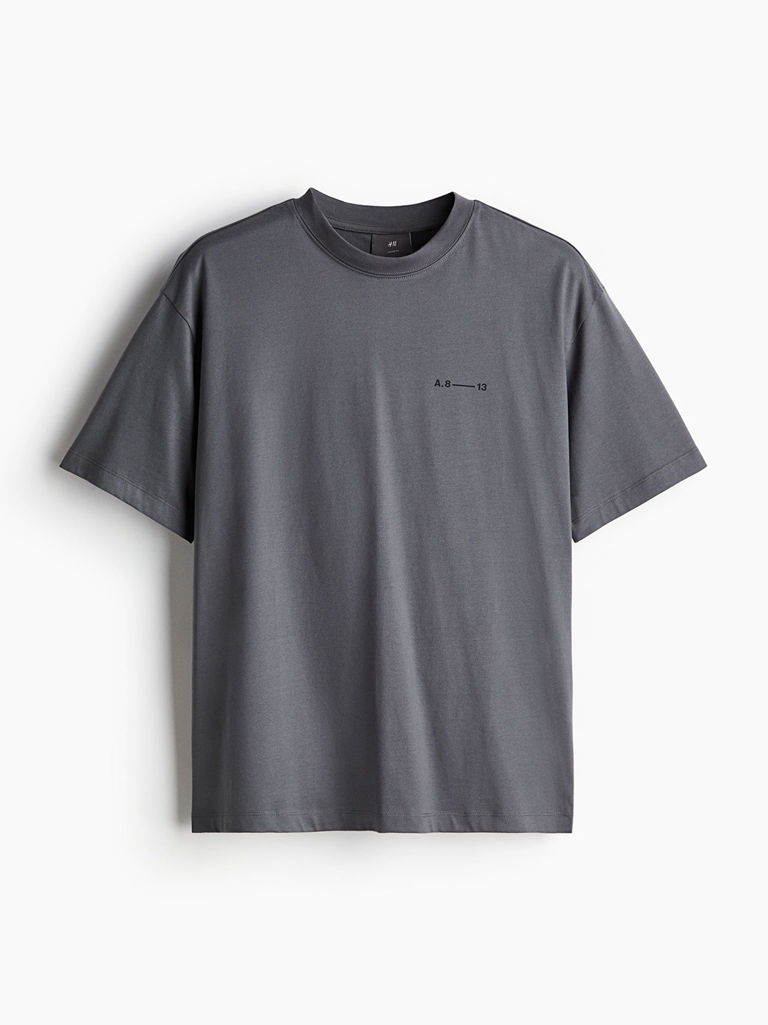 

H&M Loose Fit Printed Pure Cotton T-shirt, Grey