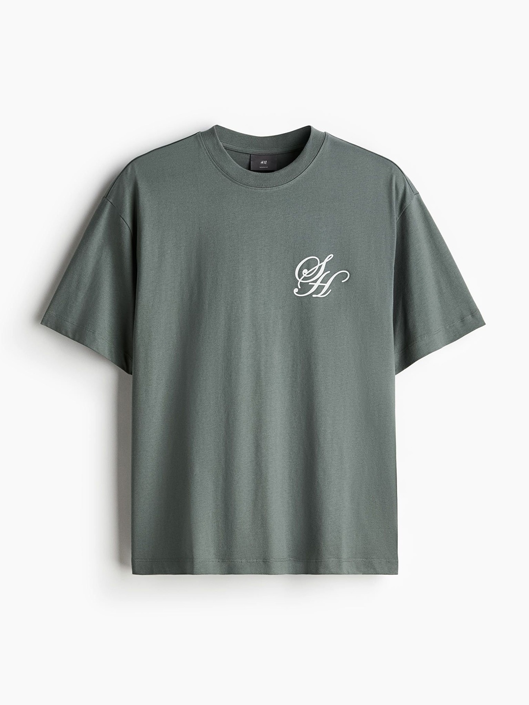 

H&M Men Loose Fit Printed T-Shirt, Green