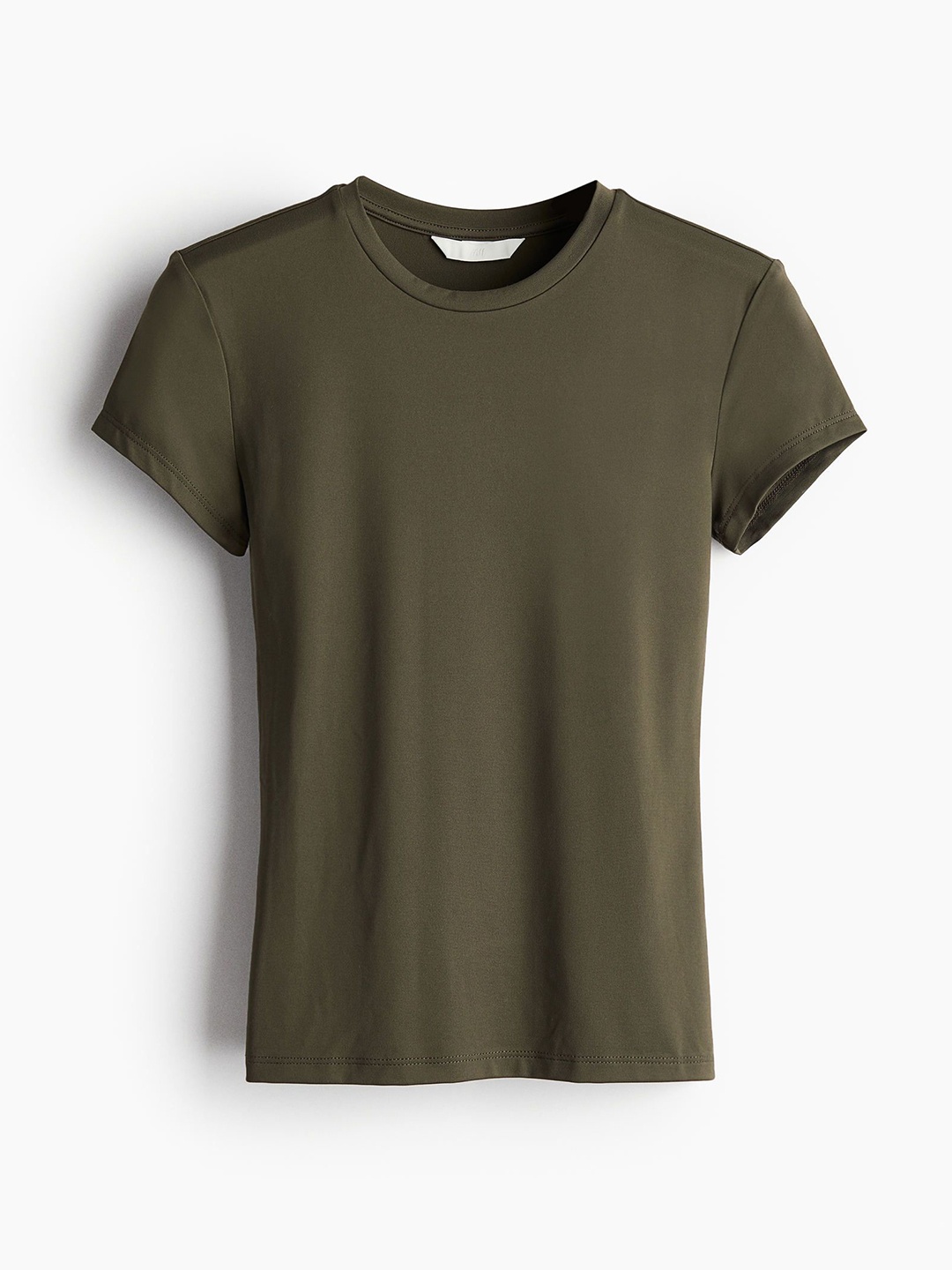 

H&M Women Fitted Microfibre T-Shirt, Green