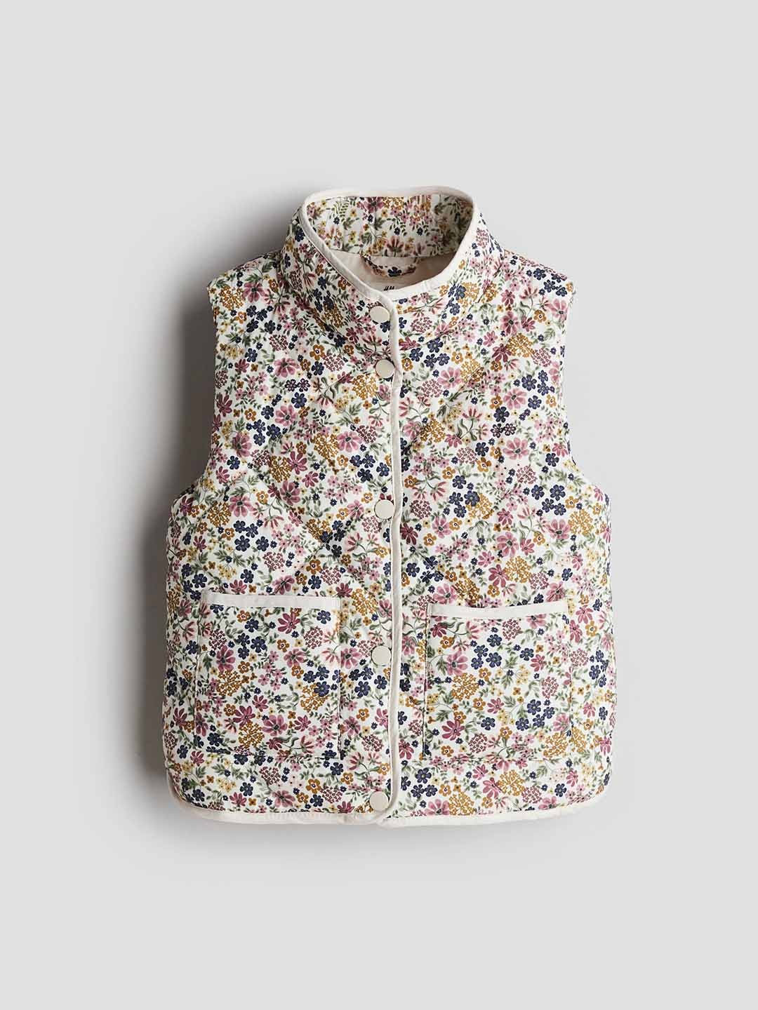 

H&M Infant Girls Printed Quilted Gilet, Beige