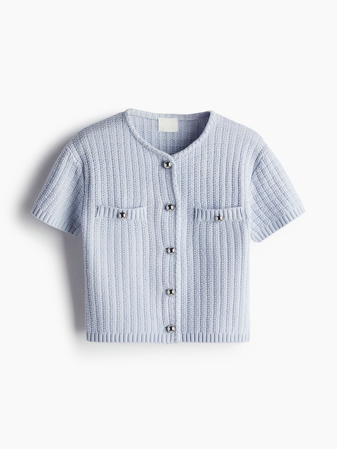 

H&M Structured-Knit Cardigan, Blue