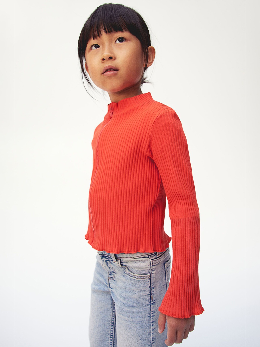 

H&M Girls Ribbed Jersey Cardigan, Red