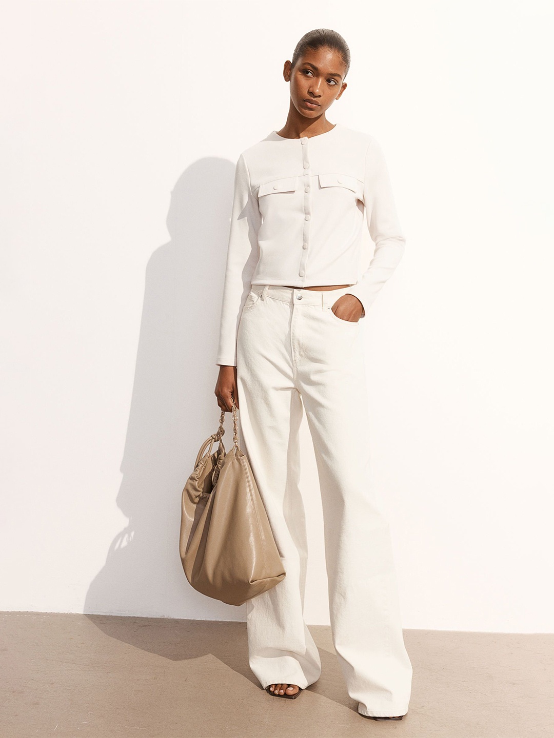 

H&M Jersey Cardigan, Beige