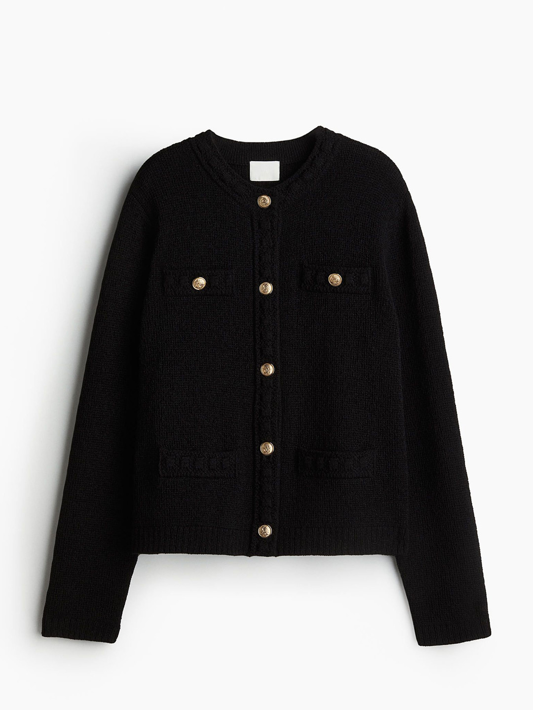 

H&M Women Textured-Knit Cardigan, Black