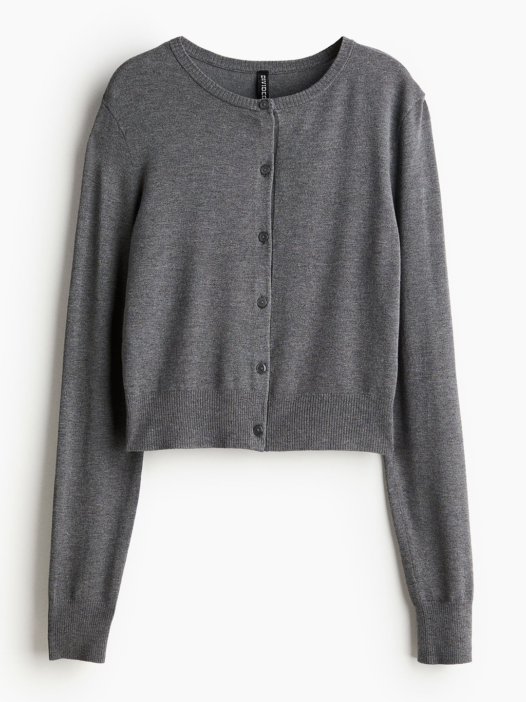 

H&M Women Drop Shoulder Fine-Knit Cardigan, Grey