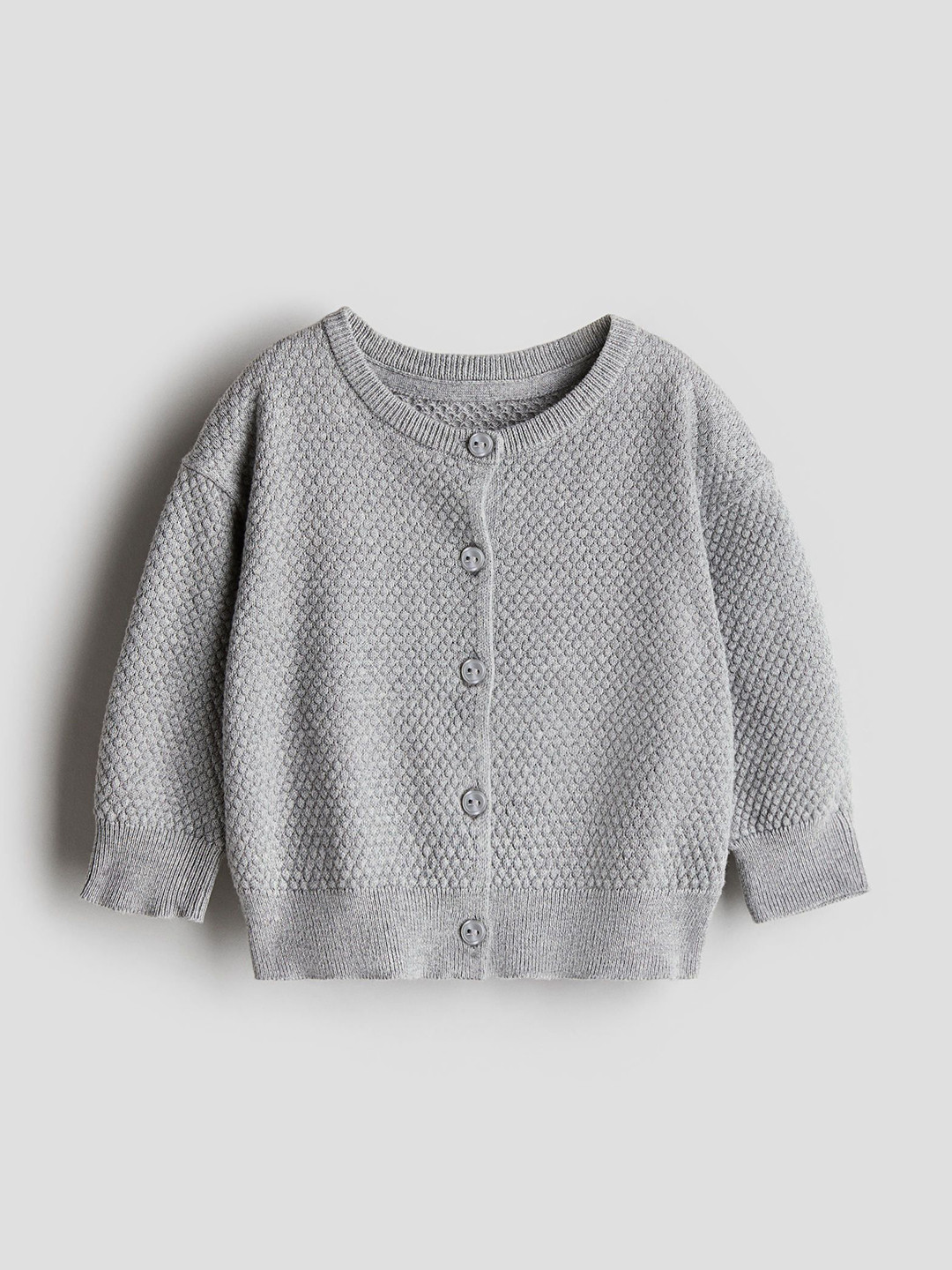 

H&M Infant Girls Pure Cotton Knitted Cardigan, Grey
