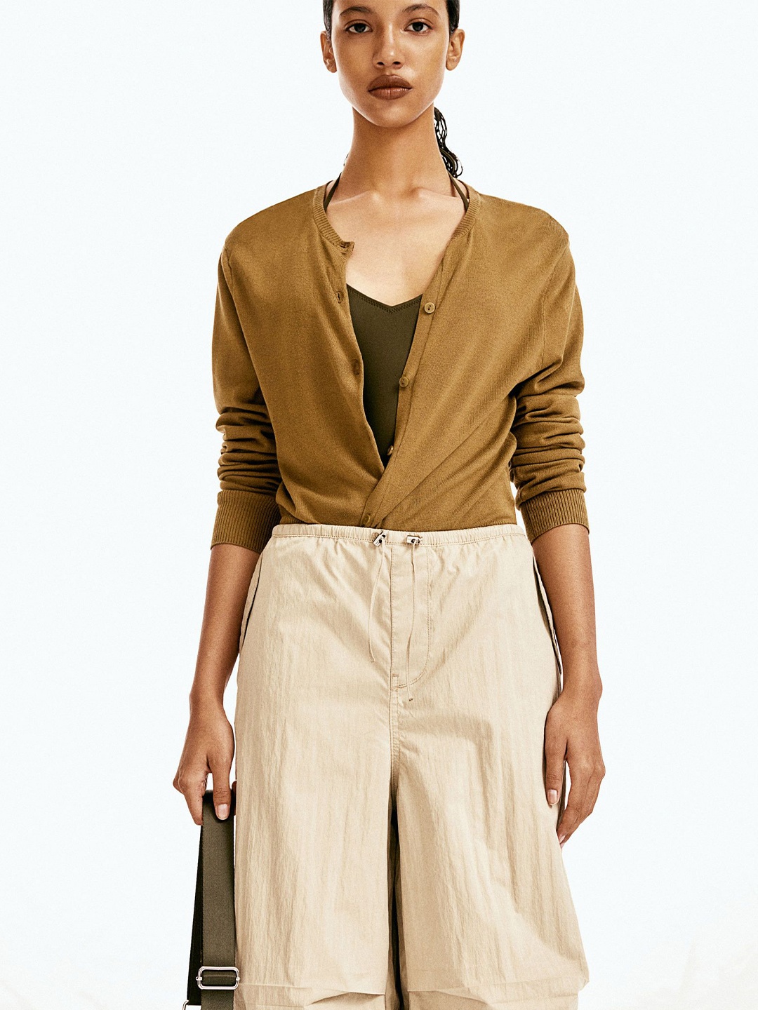 

H&M Fine-Knit Cardigan, Brown