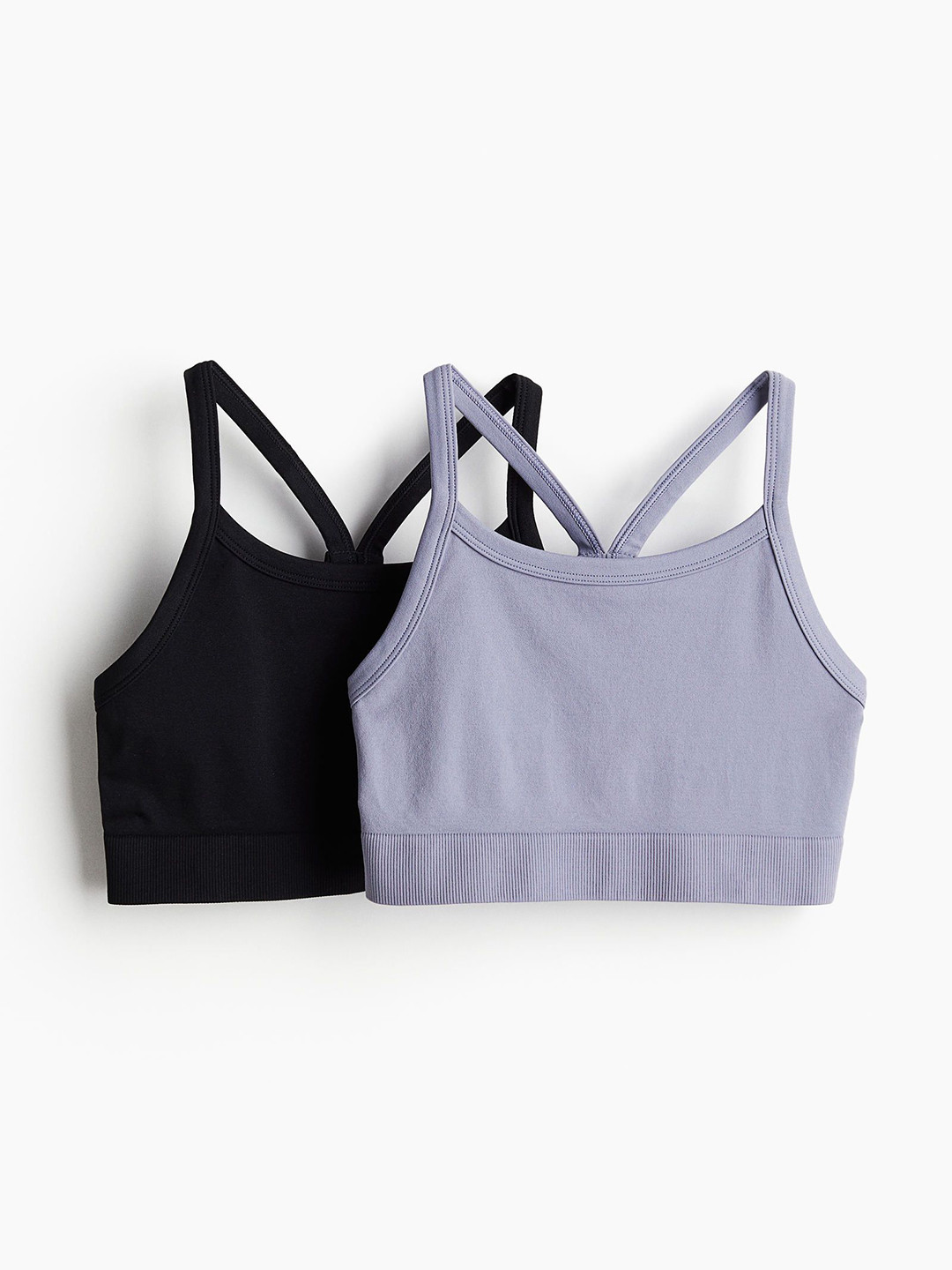 

H&M Girls Pack Of 2 DryMove Seamless Sports Tops, Black