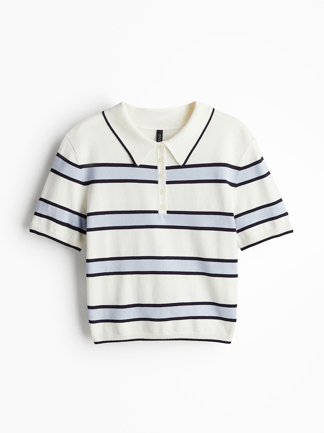 

H&M Fine- Knit Polo Shirt, White