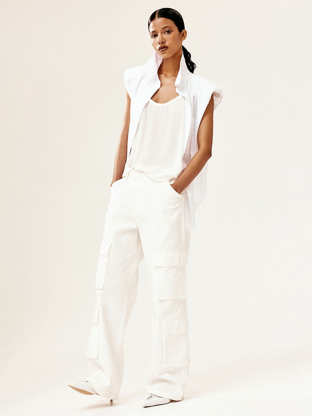 

H&M Crepe Vest Top, White