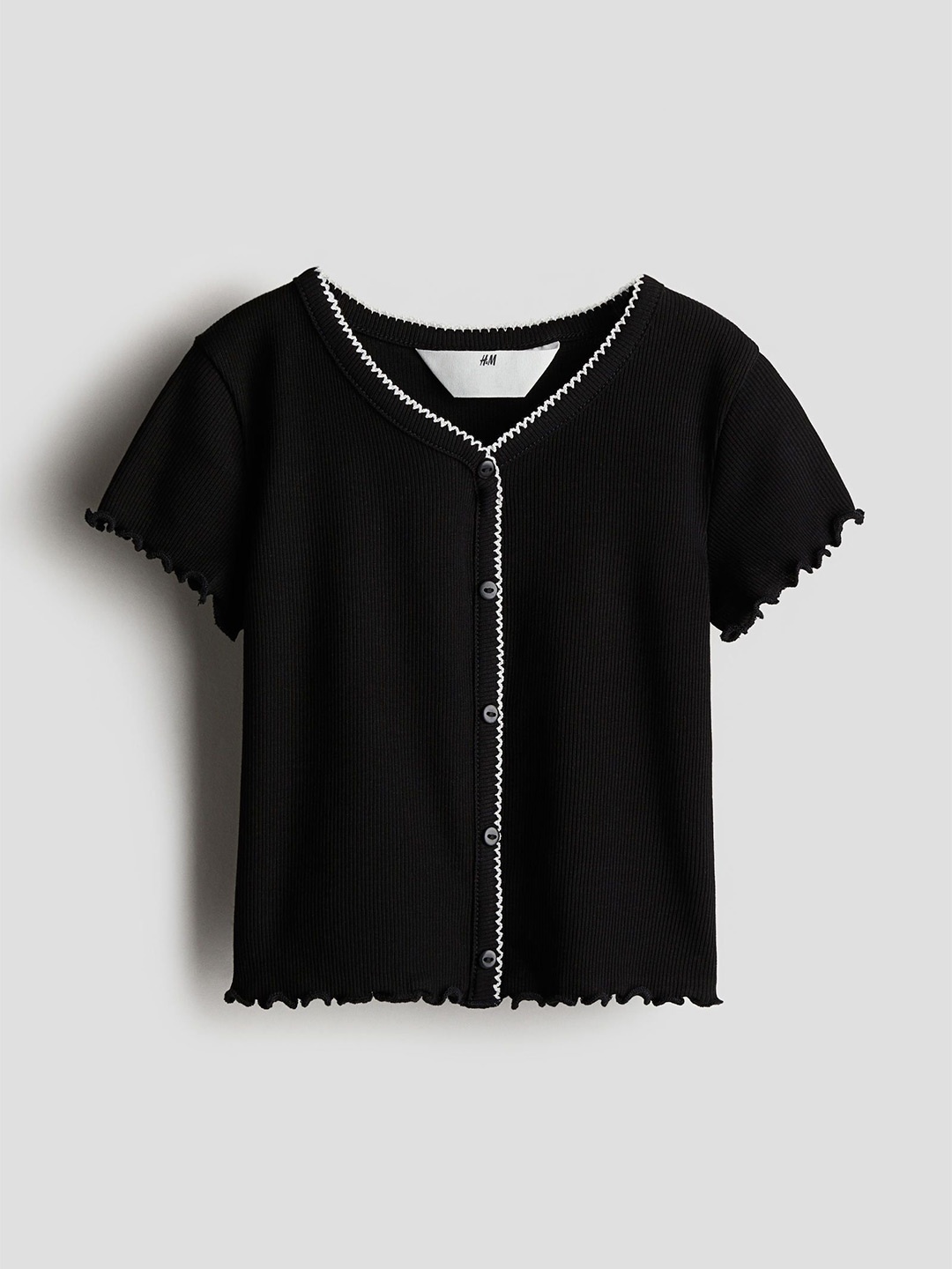

H&M Infant Girls Ribbed Cotton T-Shirt, Black