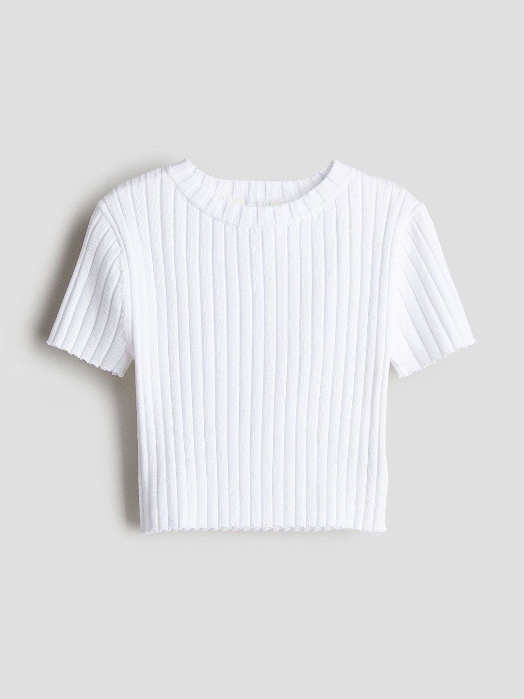 

H&M Girls Rib-Knit Top, White