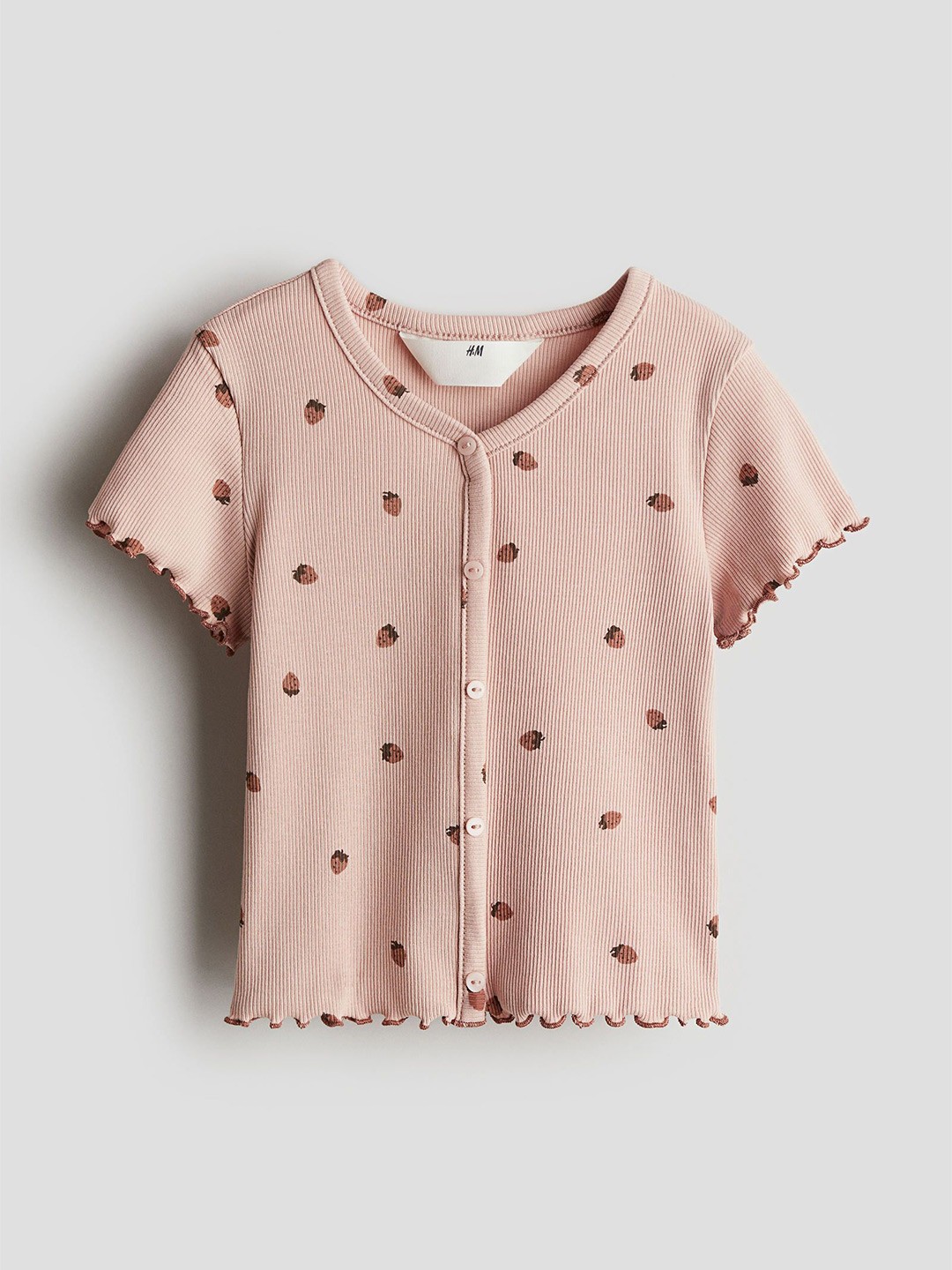 

H&M Girls Ribbed Cotton T-Shirt, Pink