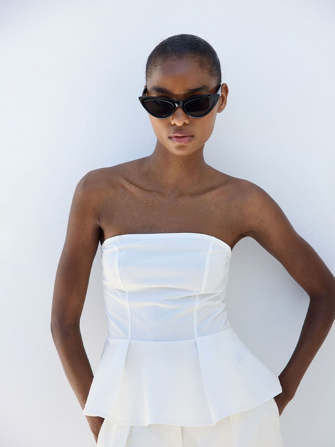 

H&M Peplum Bandeau Top, White