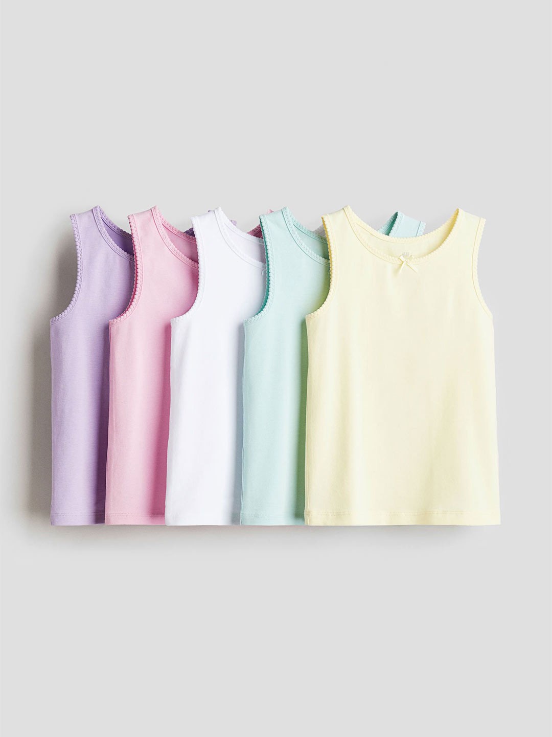 

H&M Girls 5-Pack Scallop-Edge Vest Tops, Yellow