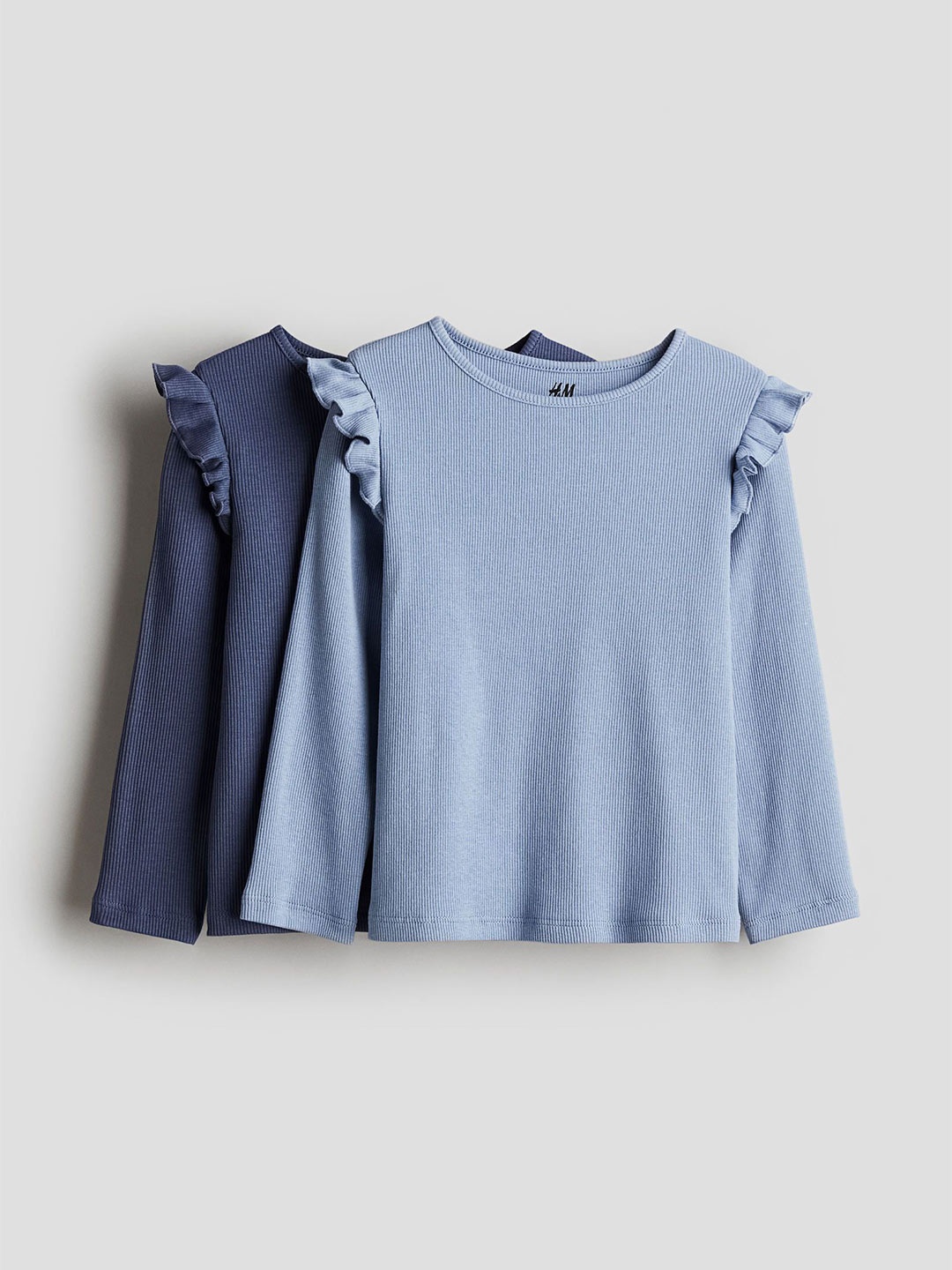 

H&M Girls 2-Pack Ribbed Cotton Tops, Blue