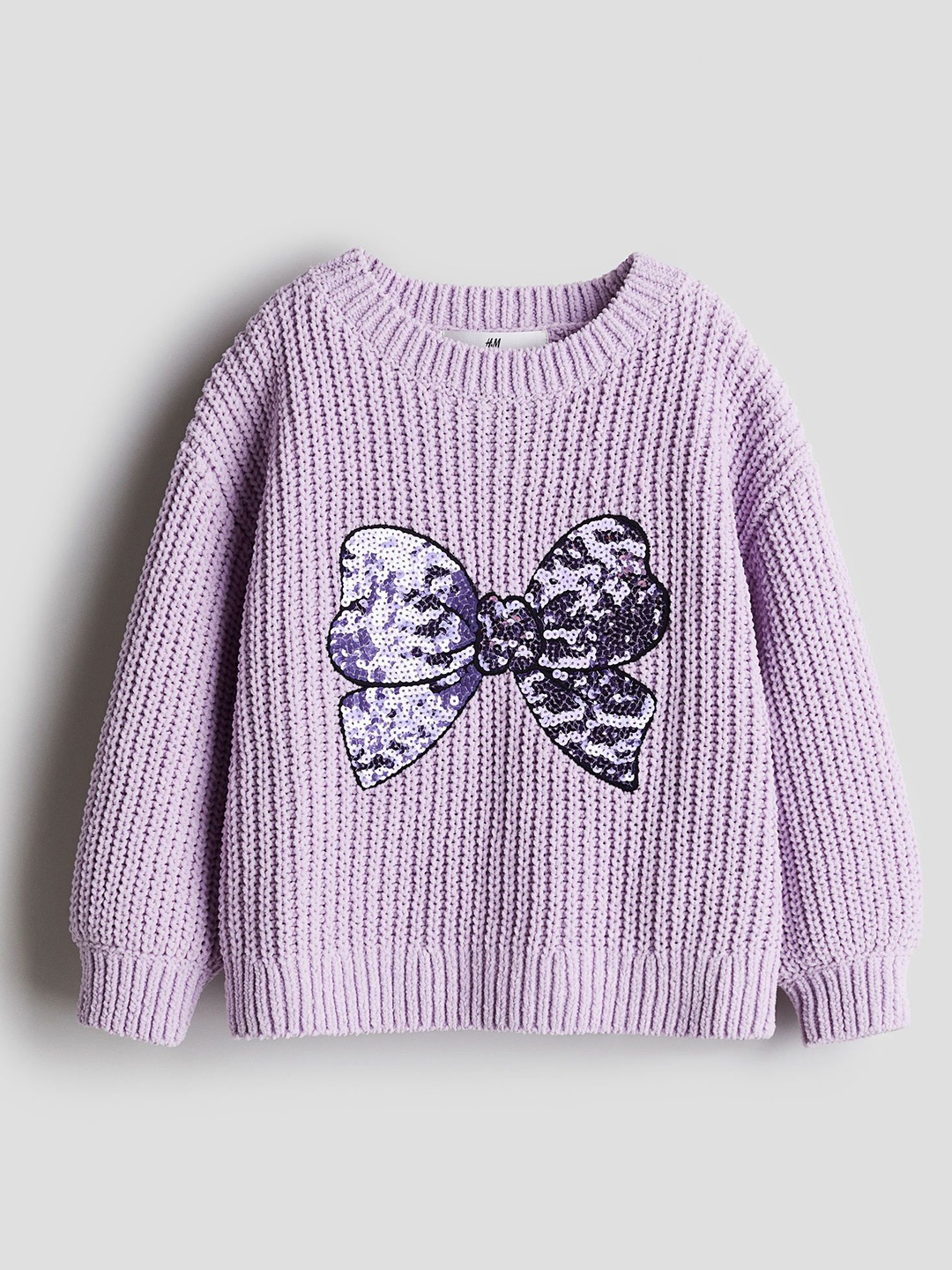 

H&M Girls Knitted Chenille Jumper, Purple