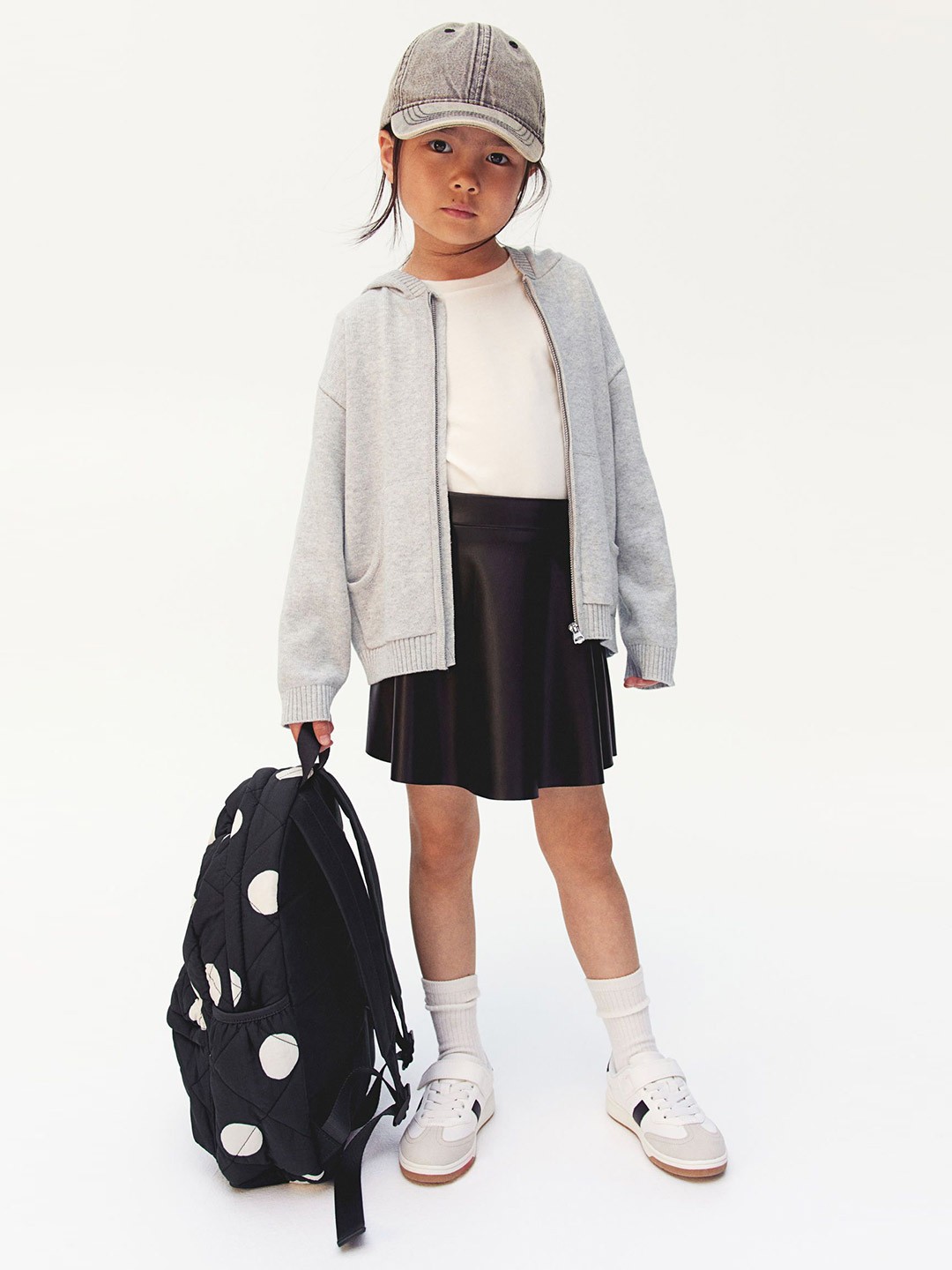 

H&M Girls Cotton-Knit Hoodie, Grey