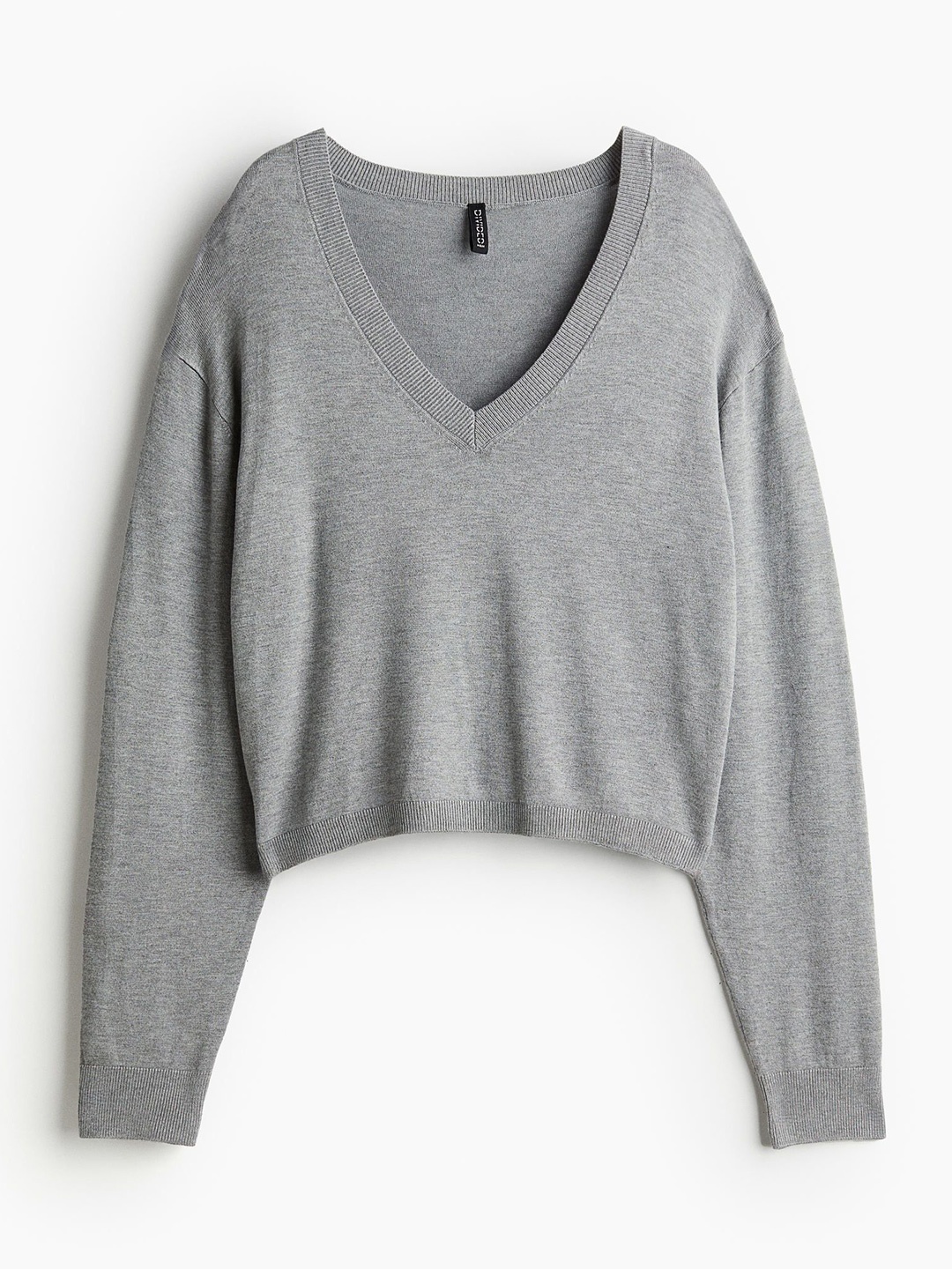 

H&M Women Fine-Knit V-Neck Jumper, Grey