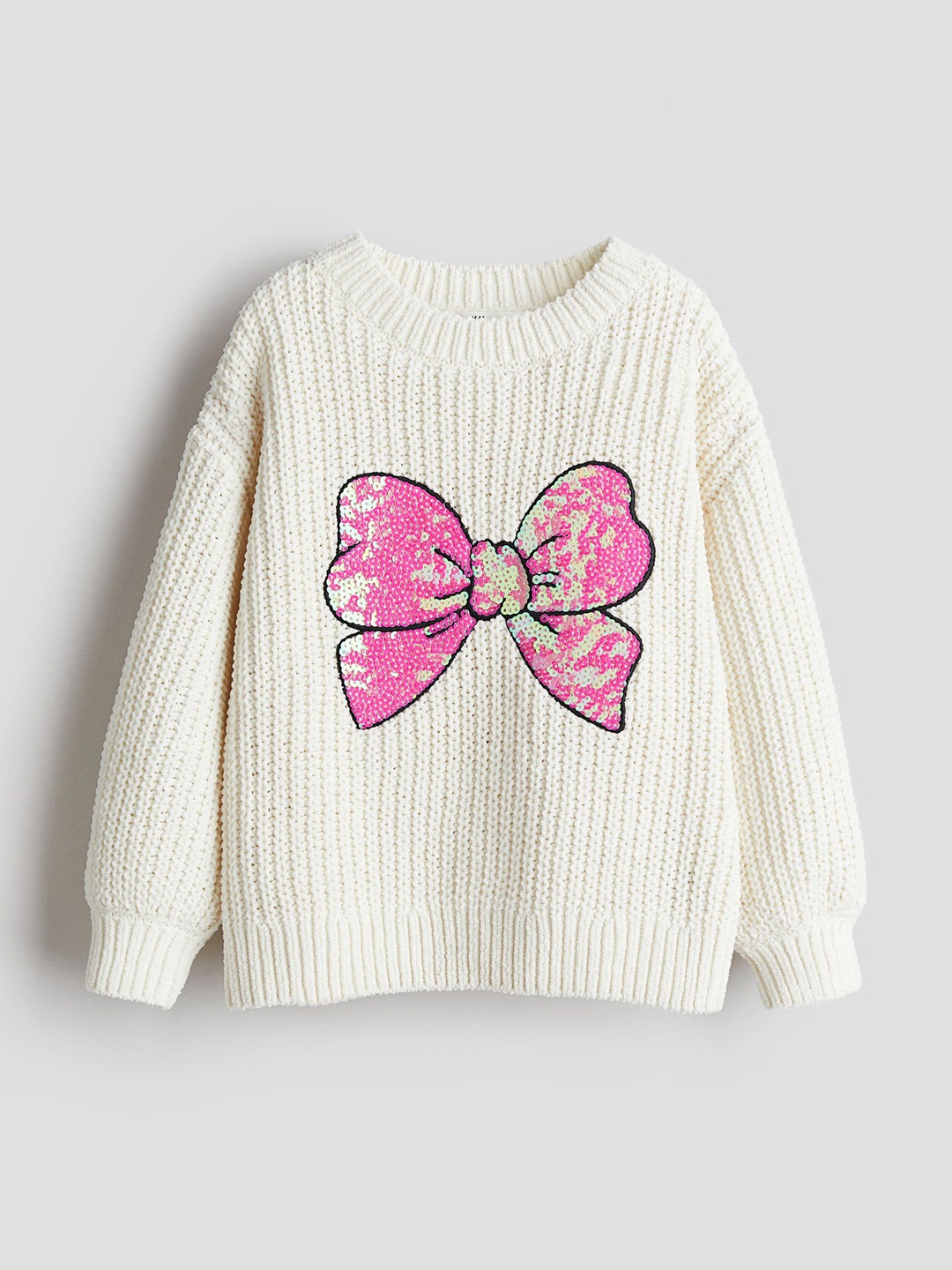 

H&M Girls Knitted Chenille Jumper, White