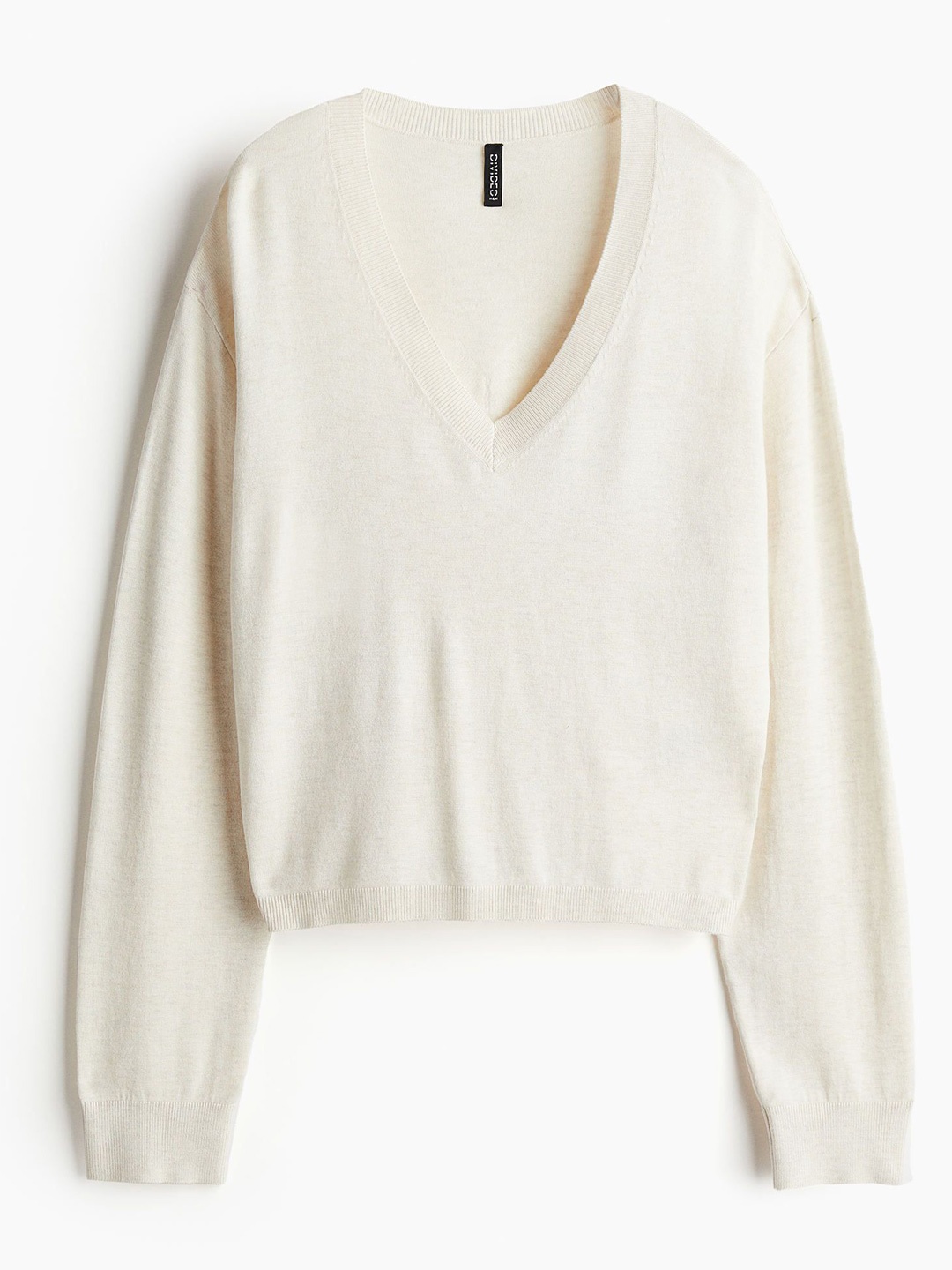 

H&M Women Fine-Knit V-Neck Jumper, White