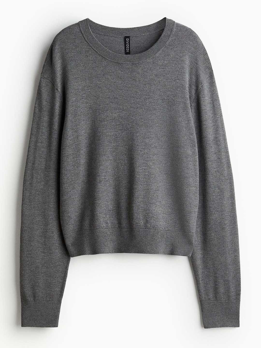 

H&M Women Short Fine-Knit Jumper, Grey