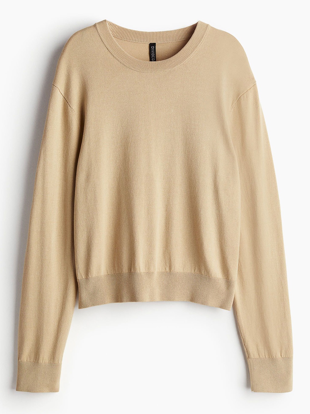 

H&M Women Short Fine-Knit Jumper, Beige