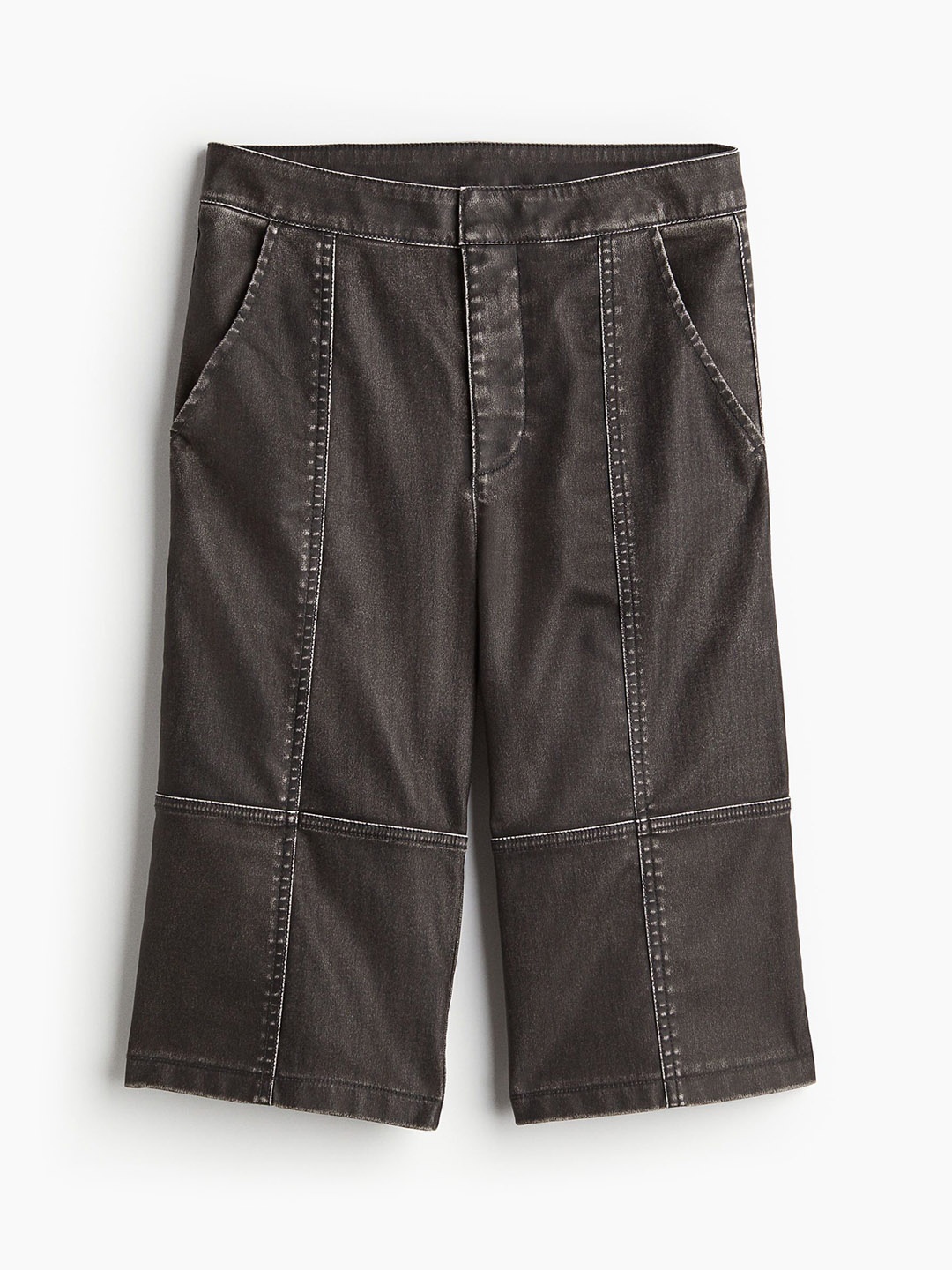 

H&M Women Distressed-Look Capri Trousers, Brown