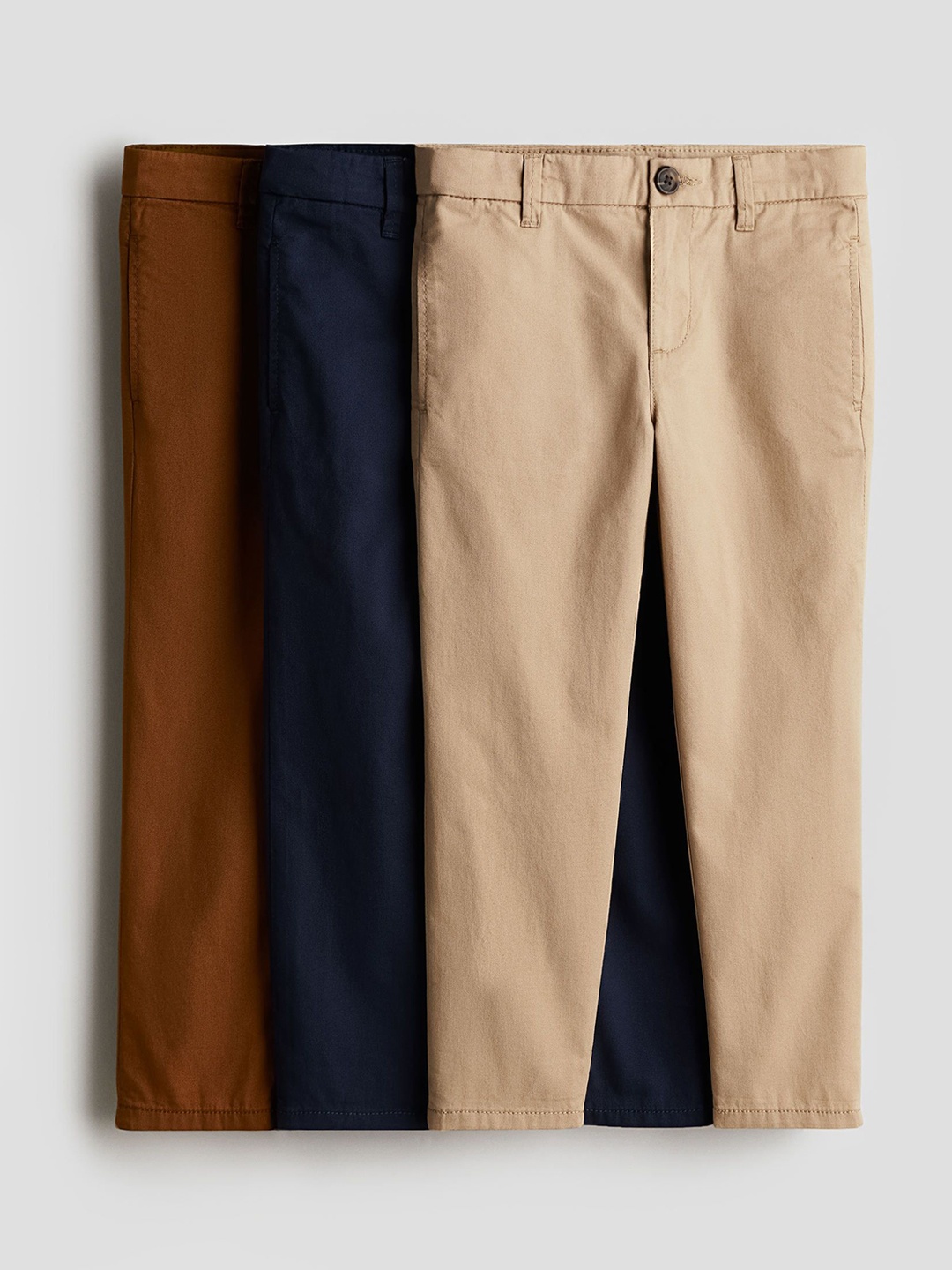 

H&M Boys Pack Of 3 Cotton Twill Chinos, Beige