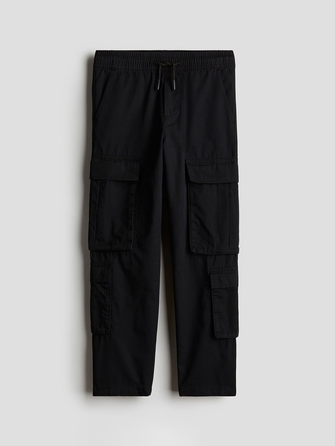 

H&M Boys Pure Cotton Cargo Trousers, Black