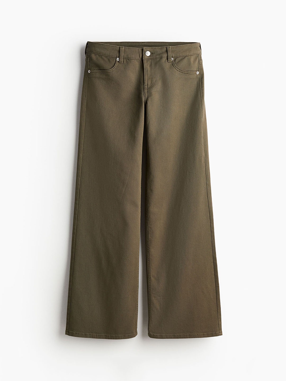 

H&M Women Low-Waisted Twill Trousers, Green