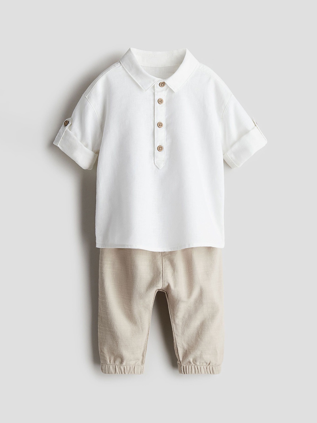 

H&M Boys 2-Piece Shirt And Trousers Set, White
