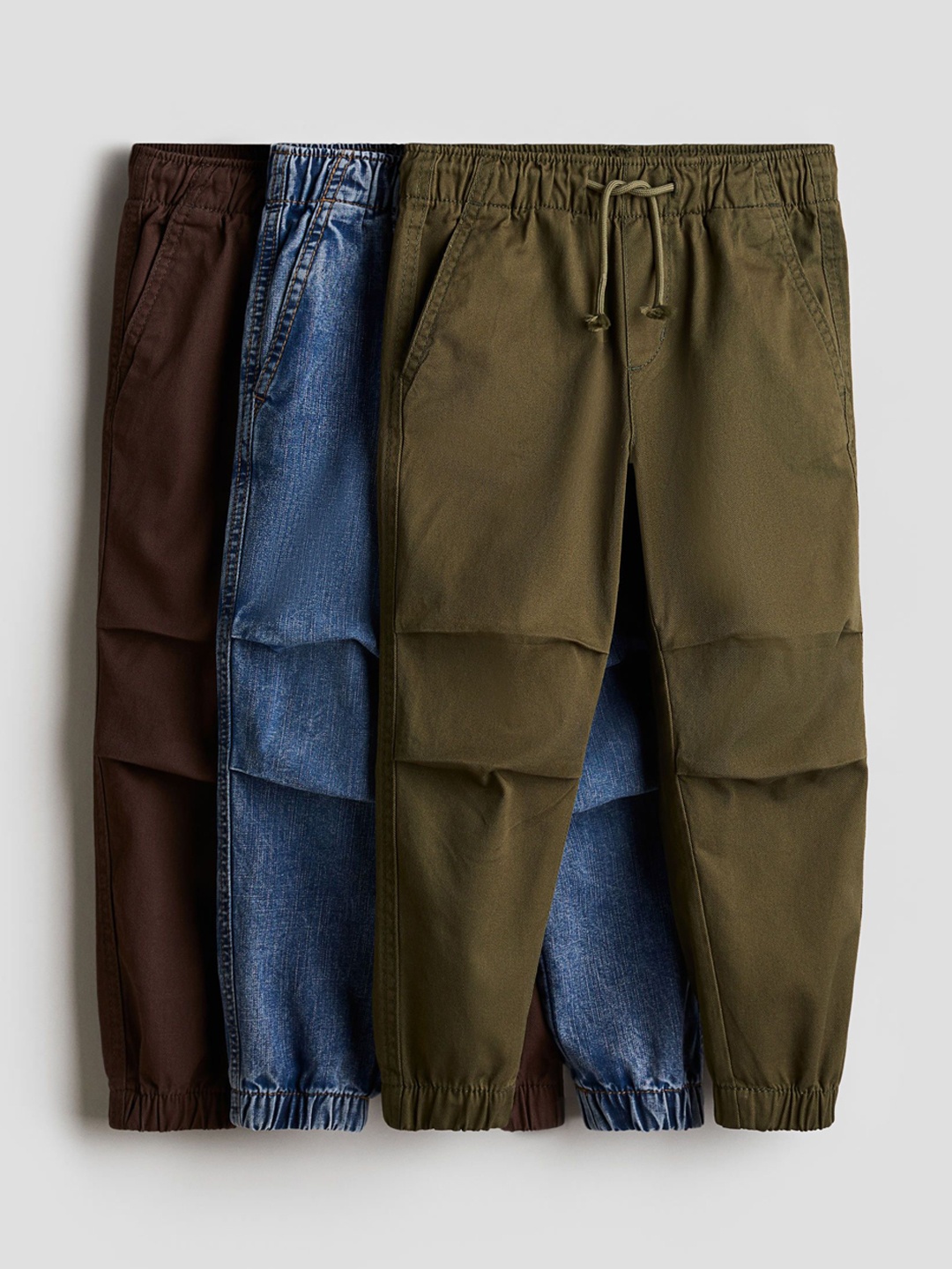 

H&M Boys Pack Of 3 Pure Cotton Joggers, Brown