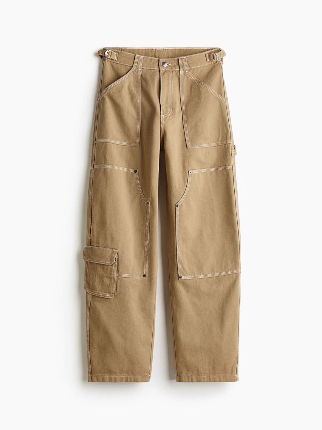 

H&M Women Twill Pure Cotton Trousers, Beige