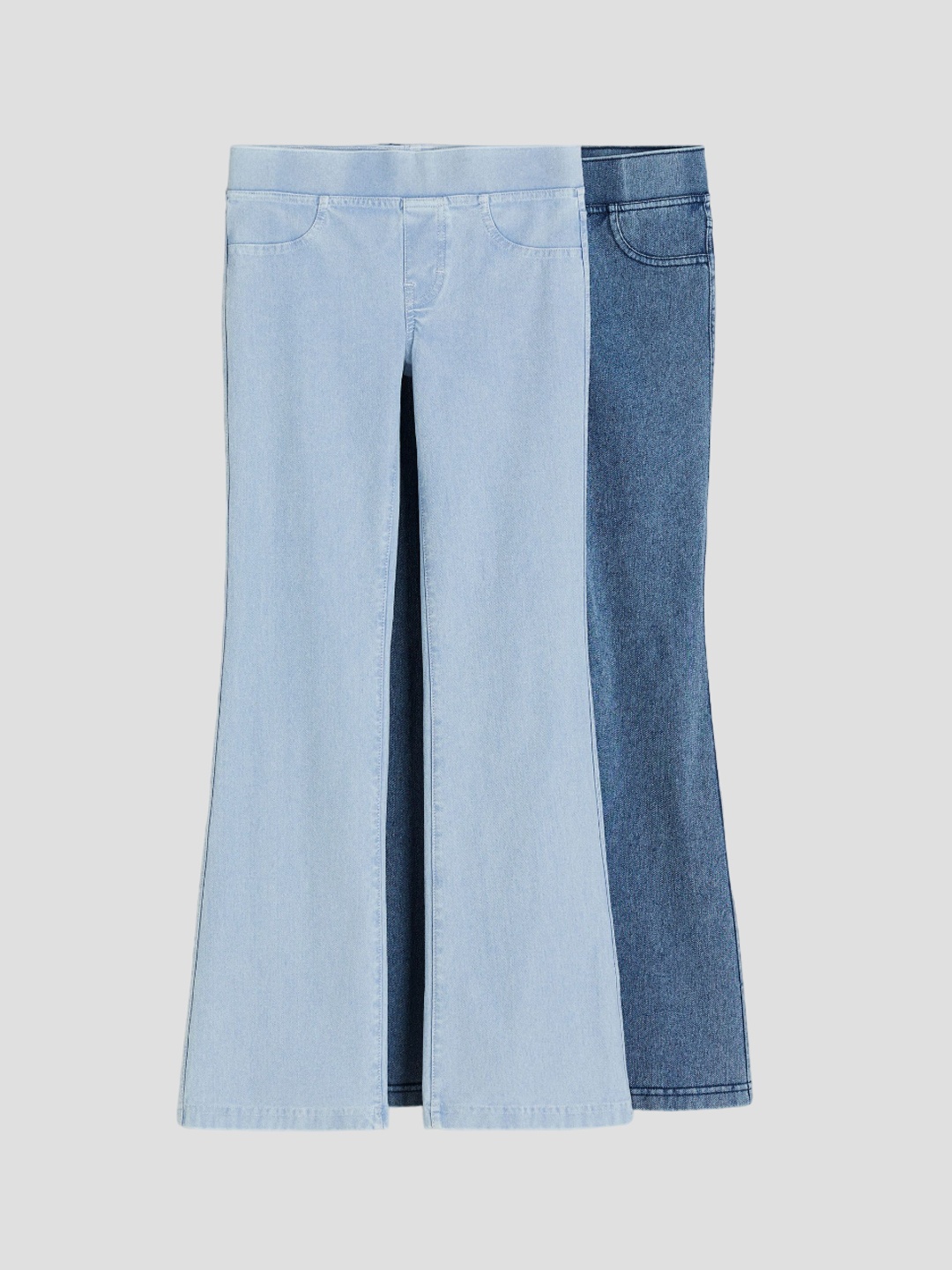 

H&M Girls 2-Pack Flared Jersey Trousers, Blue