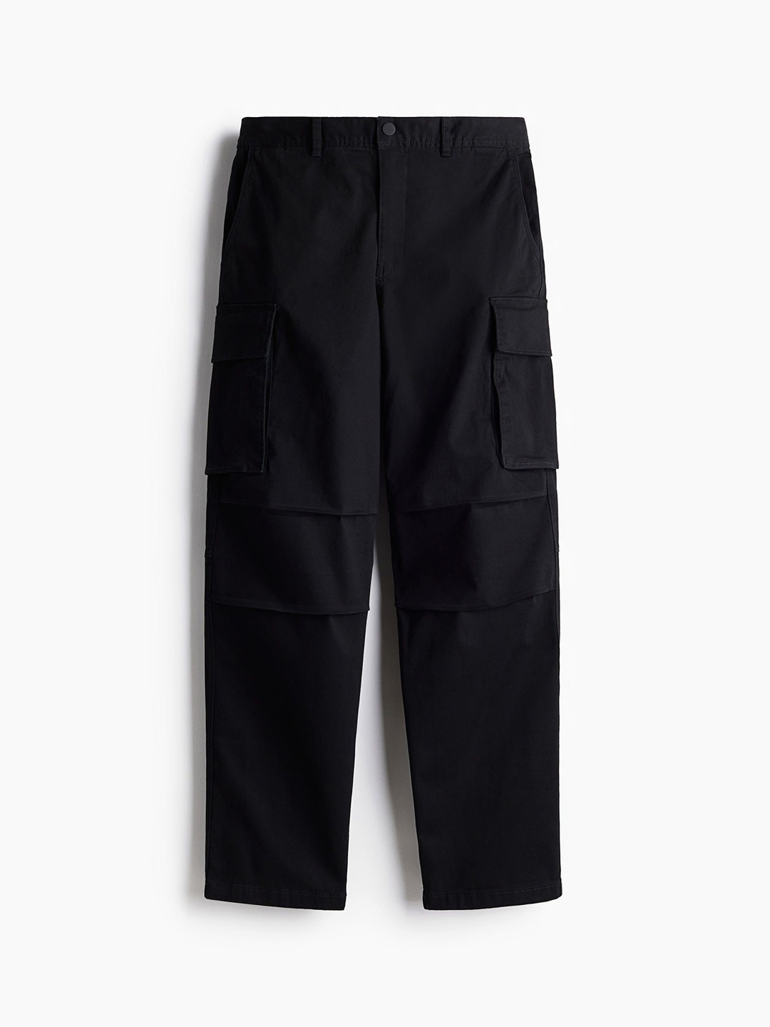 

H&M Men High-Rise Relaxed Fit Cargo Trousers, Black