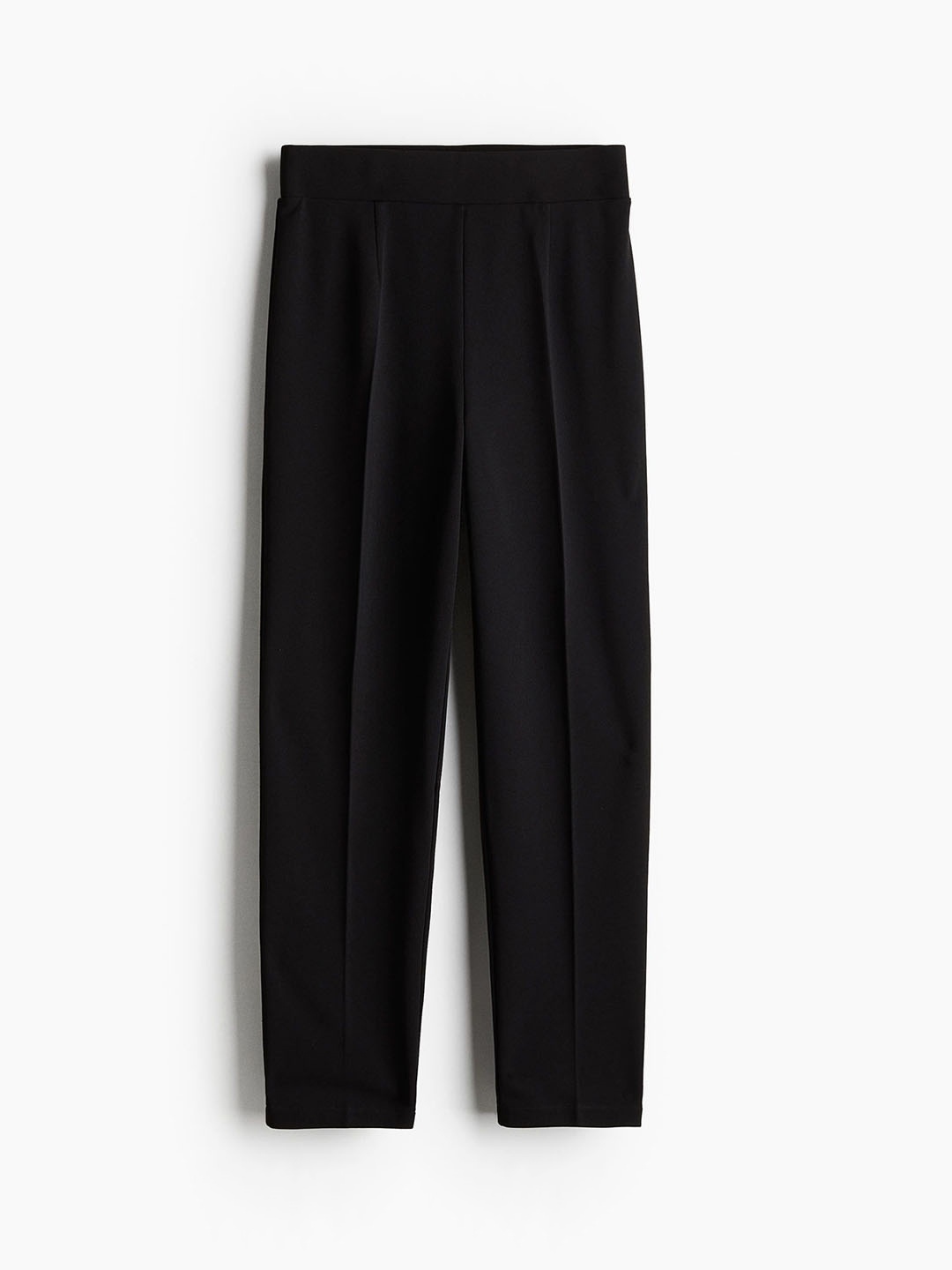 

H&M Women Mid-Rise Tapered Jersey Trousers, Black