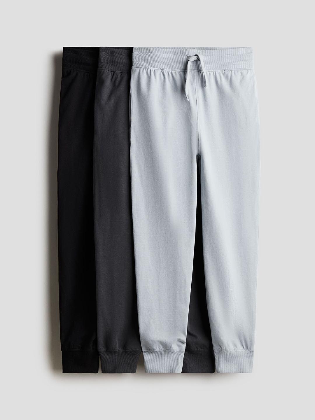 

H&M Boys Pack Of 3 Cotton Jersey Joggers Trousers, Grey