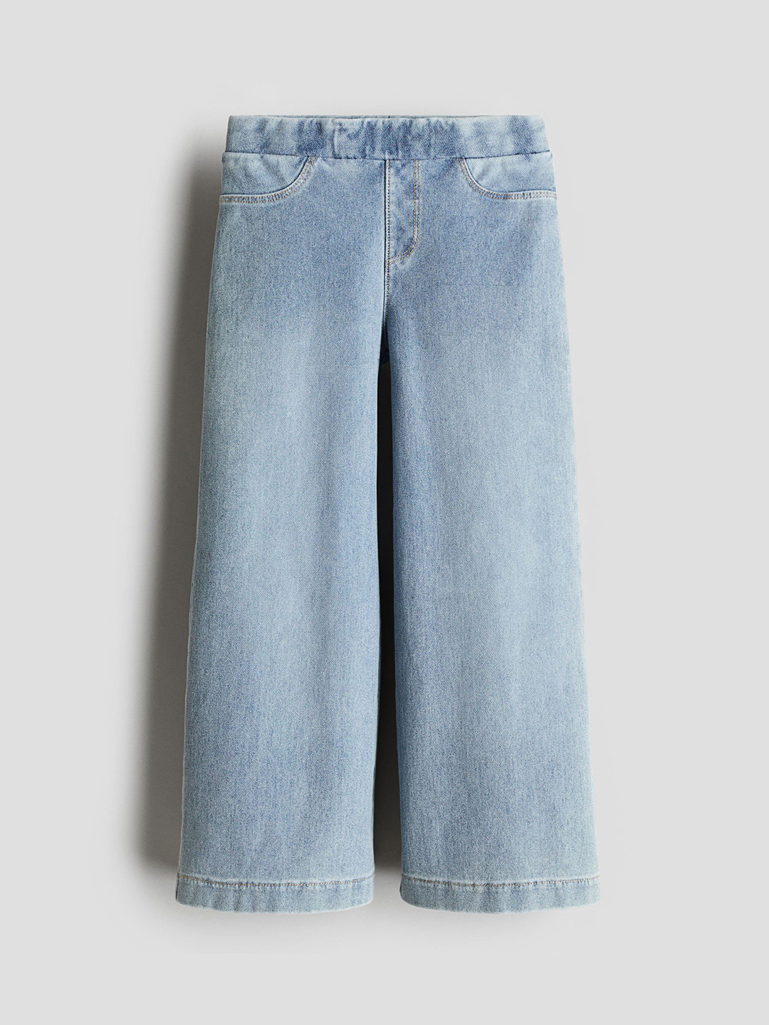 

H&M Girls Wide Denim-Look Trousers, Blue