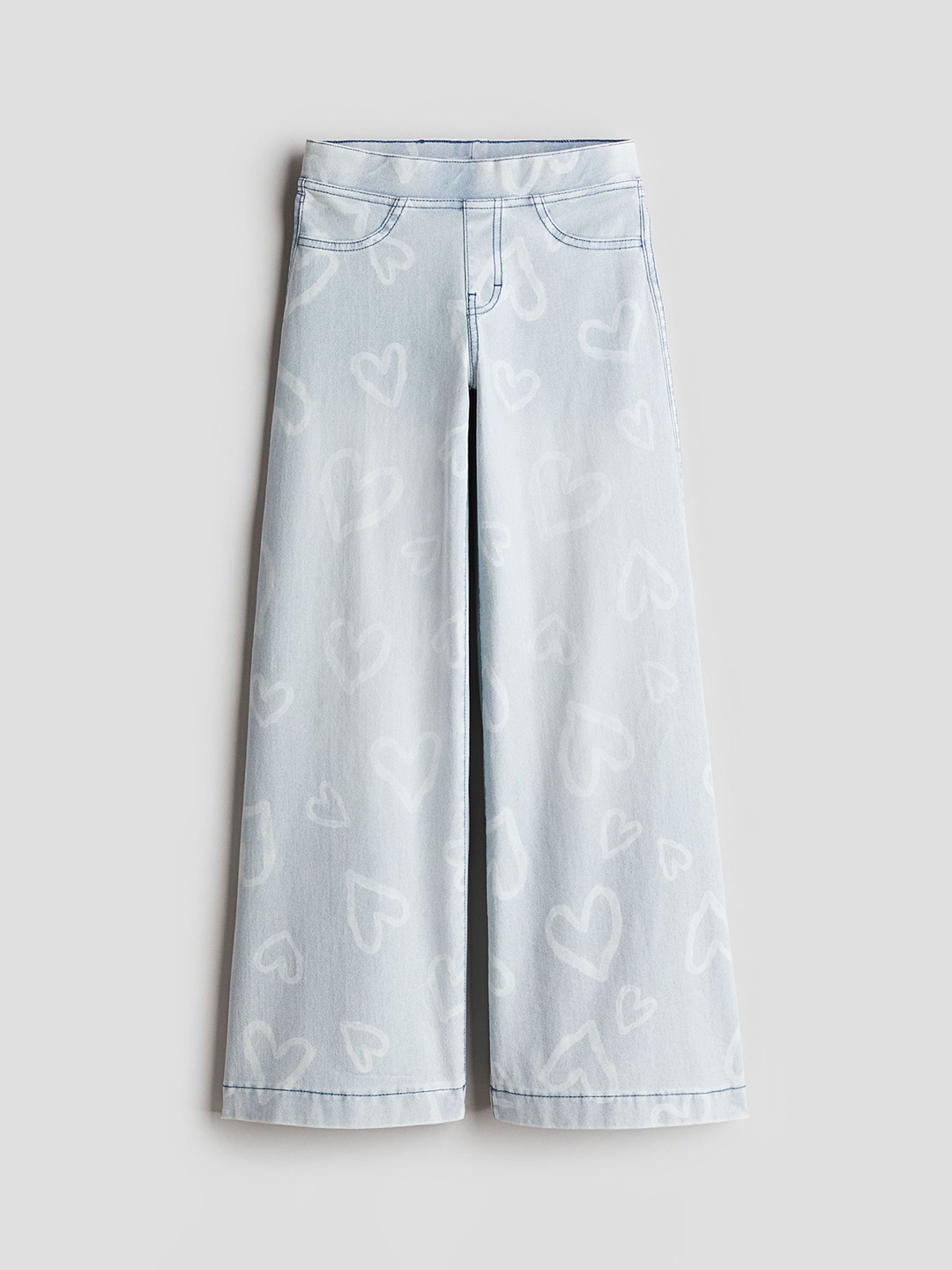 

H&M Girls Printed Loose Fit Wide Trouser, Blue