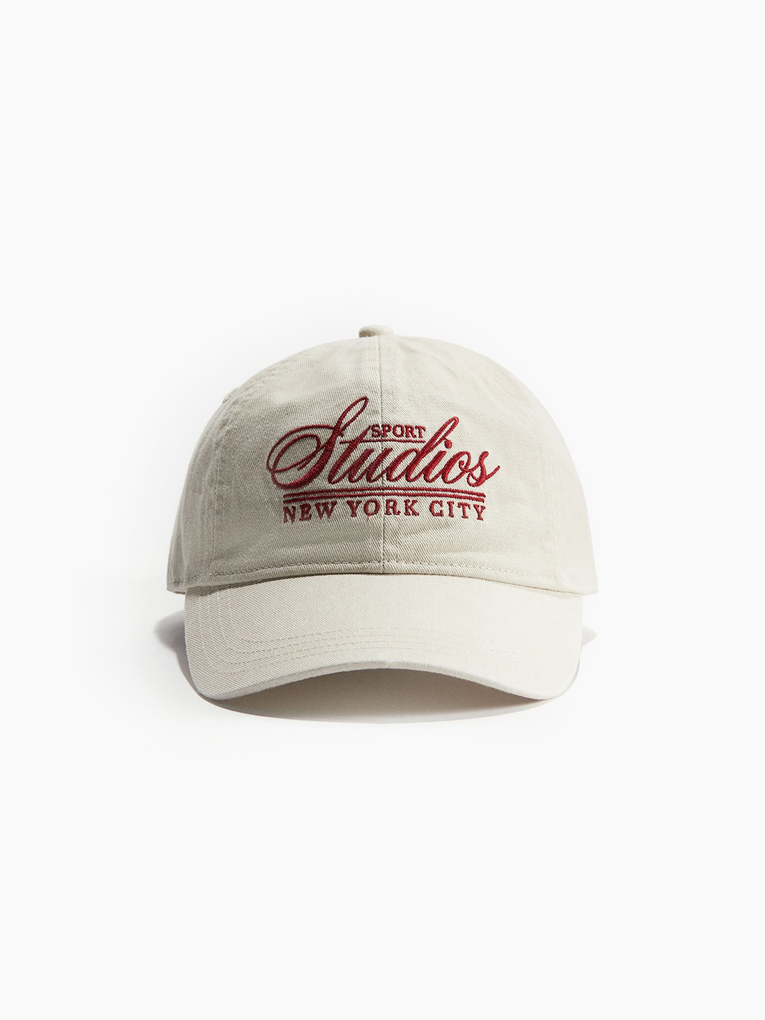 

H&M Women Embroidered-Motif Twill Cotton Cap, White